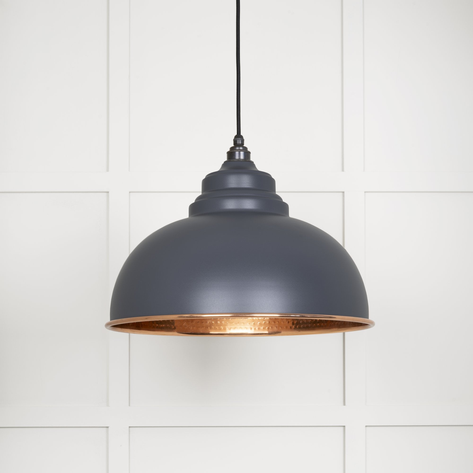 From The Anvil Hammered Copper Harborne Pendant - Slate (Mid Grey)