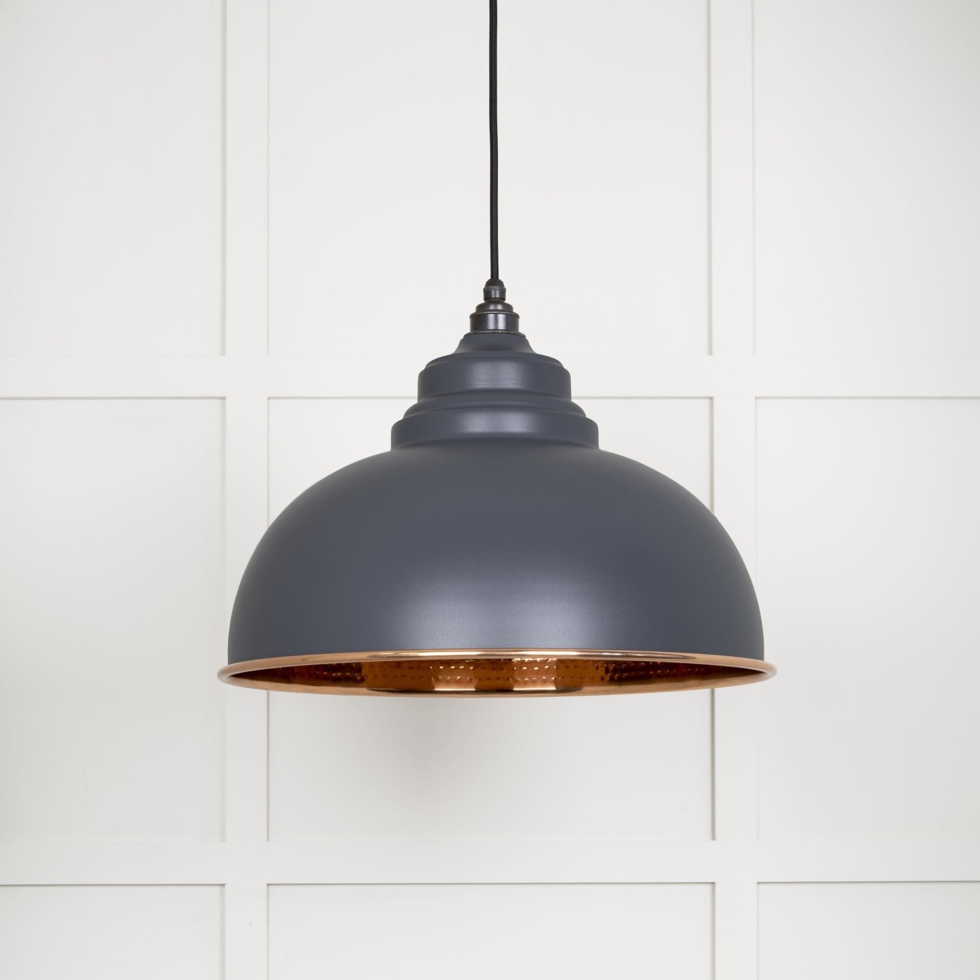 From The Anvil Hammered Copper Harborne Pendant - Slate (Mid Grey)
