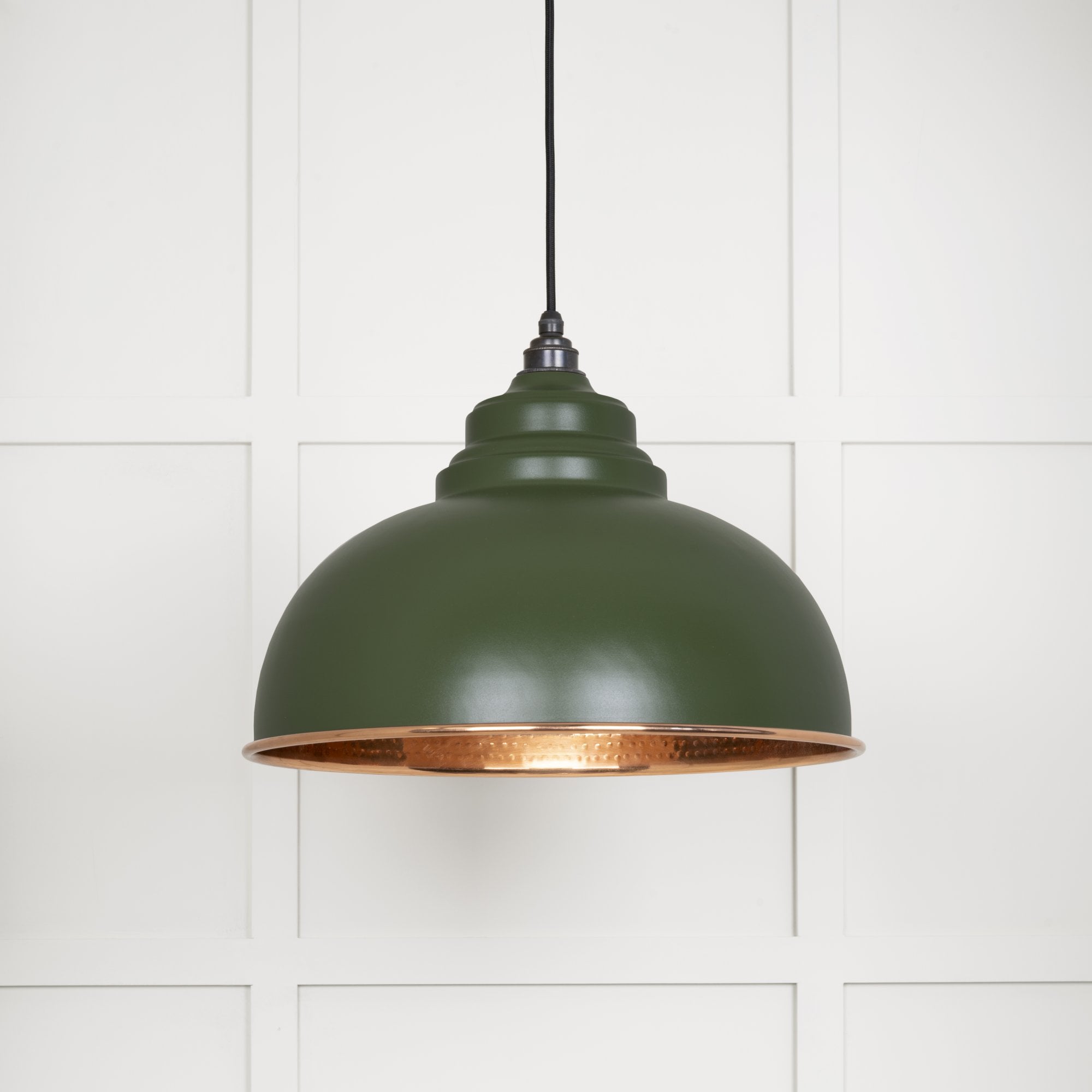 From The Anvil Hammered Copper Harborne Pendant - Heath (Earthy Green)