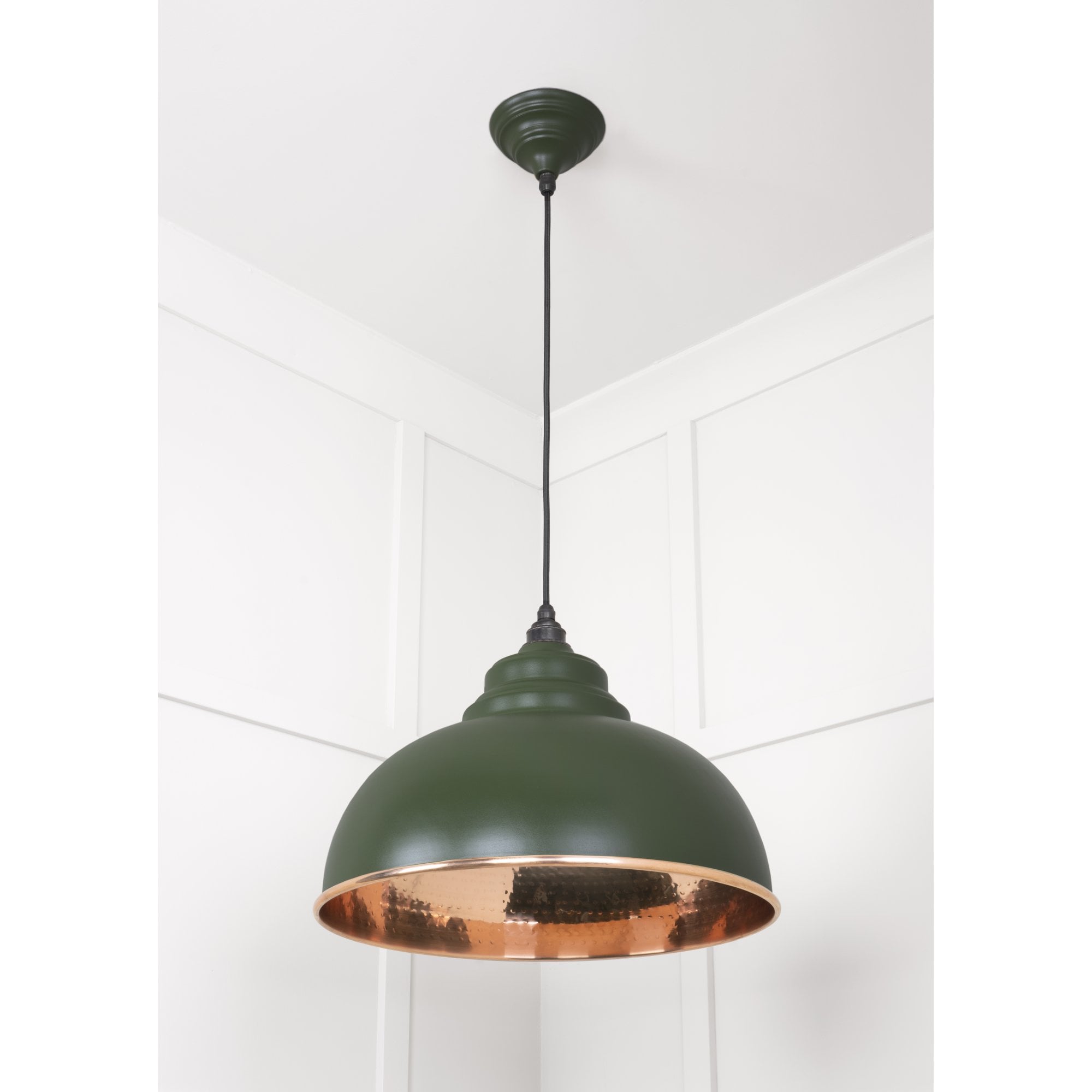 From The Anvil Hammered Copper Harborne Pendant - Heath (Earthy Green)