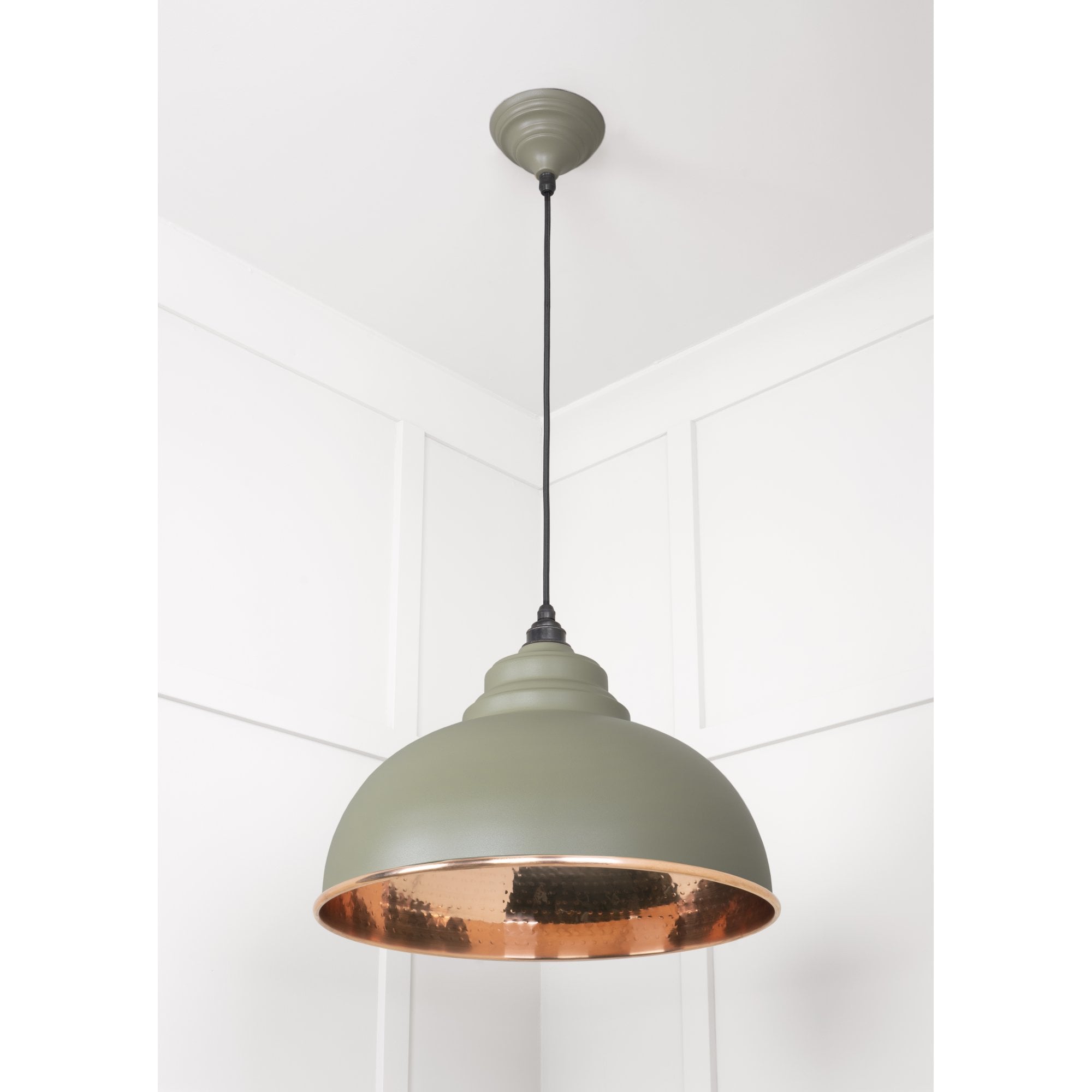 From The Anvil Hammered Copper Harborne Pendant - Tump (Pale Green)
