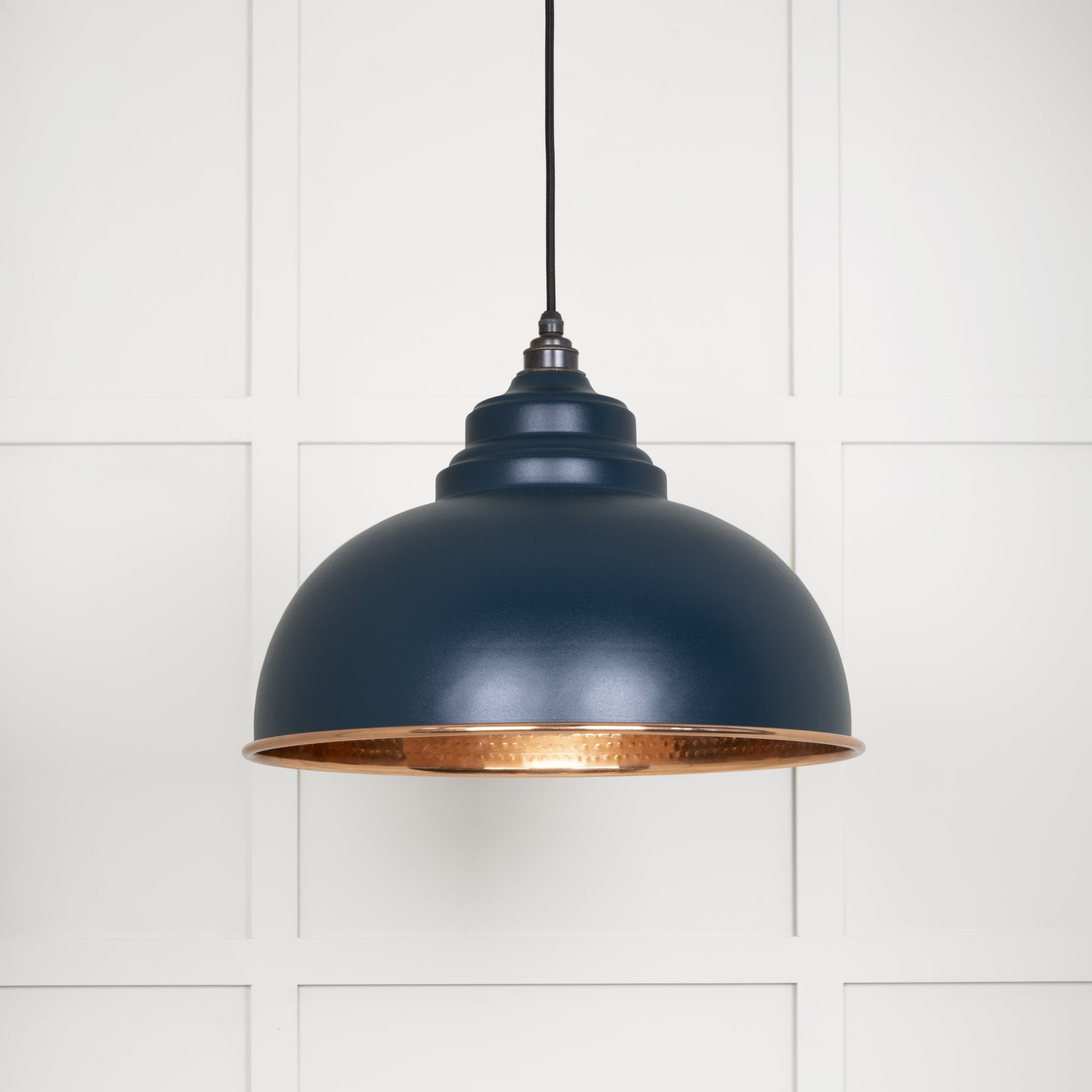 From The Anvil Hammered Copper Harborne Pendant - Dusk (Dark Blue/Grey)