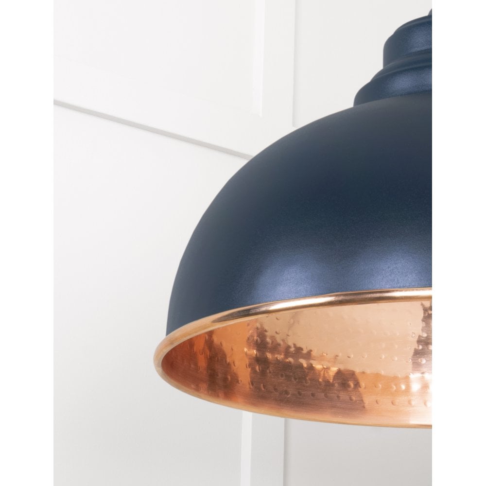 From The Anvil Hammered Copper Harborne Pendant - Dusk (Dark Blue/Grey)