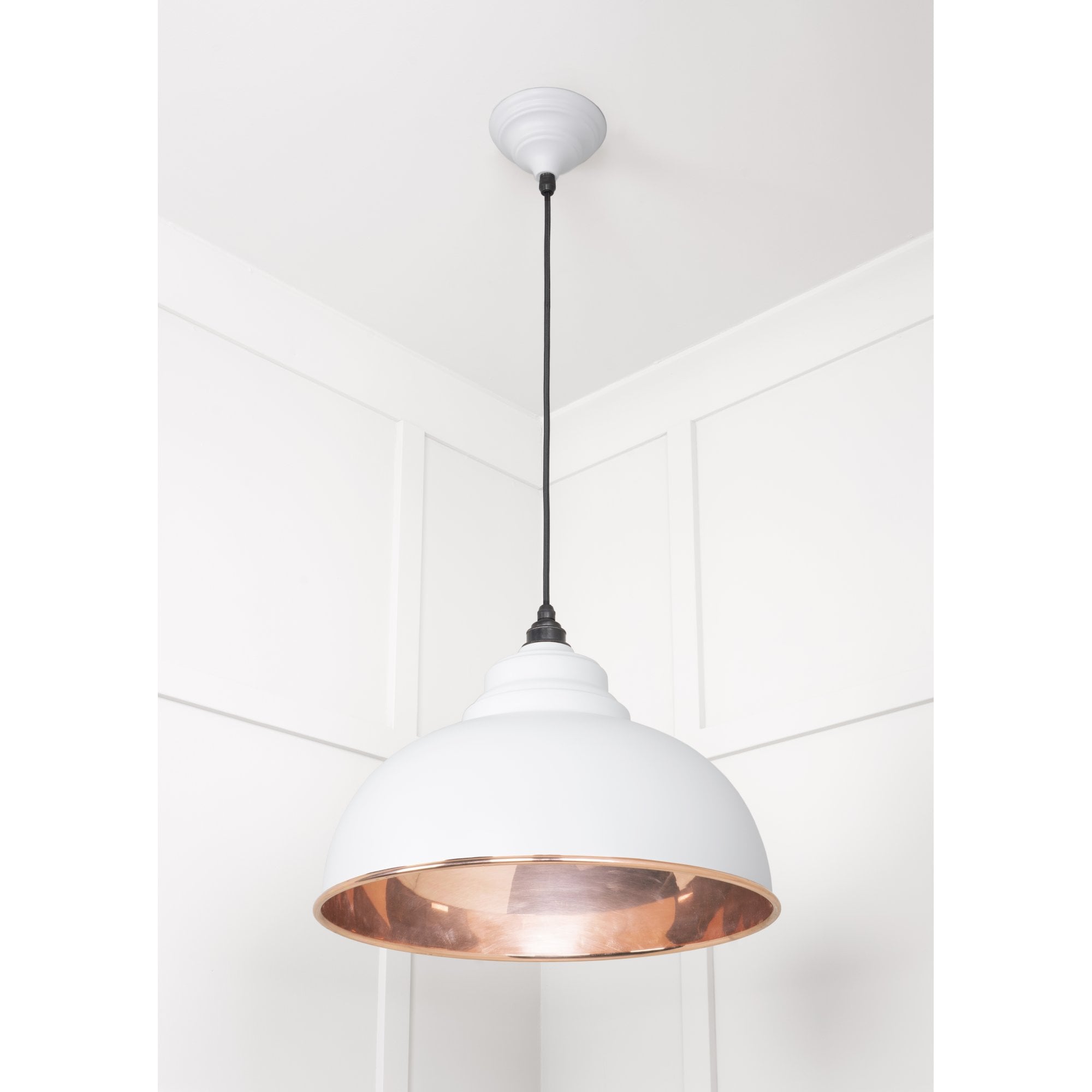 From The Anvil Smooth Copper Harborne Pendant - Flock (Matt White)