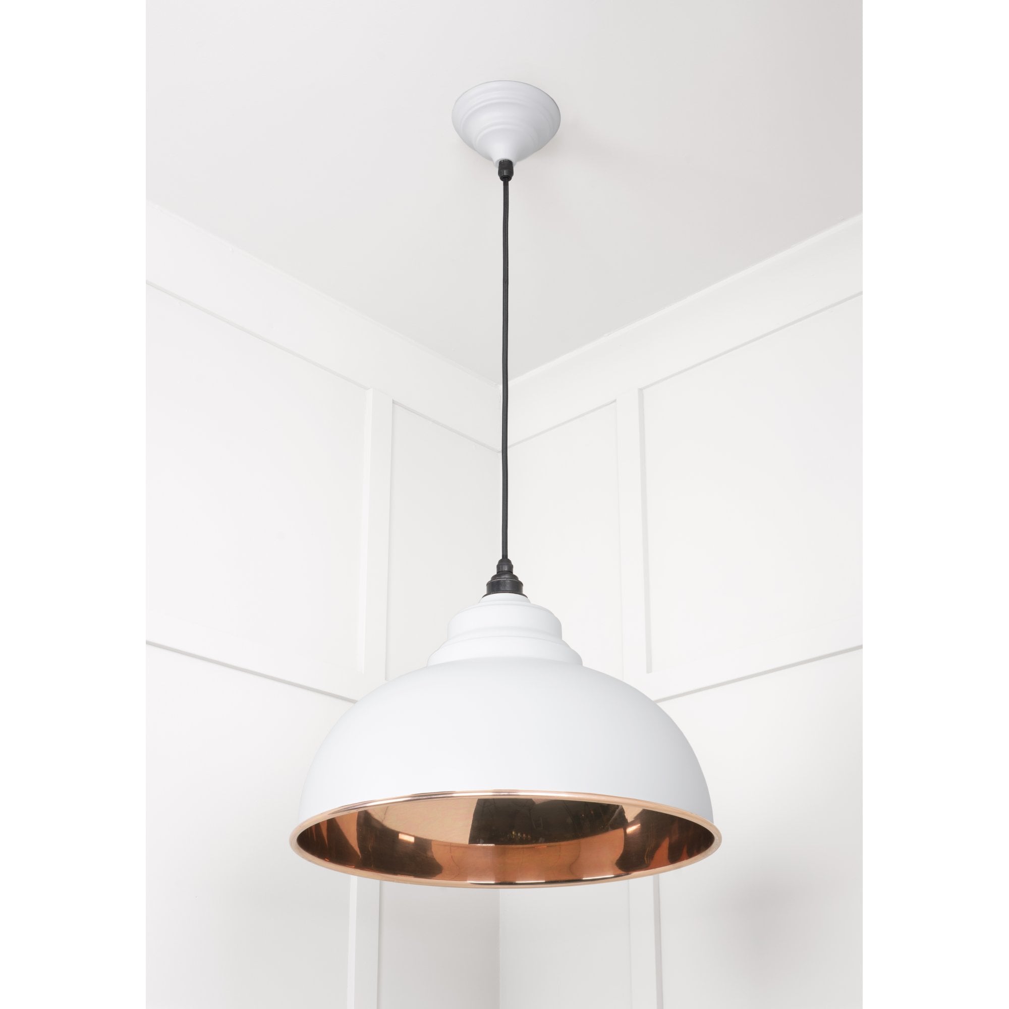 From The Anvil Smooth Copper Harborne Pendant - Flock (Matt White)