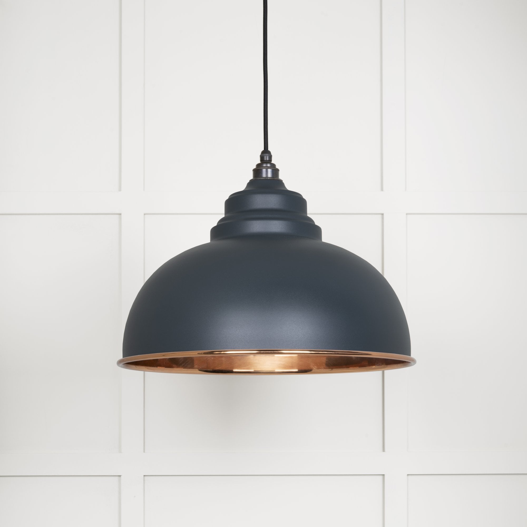 From The Anvil Smooth Copper Harborne Pendant - Soot (Dark Grey)
