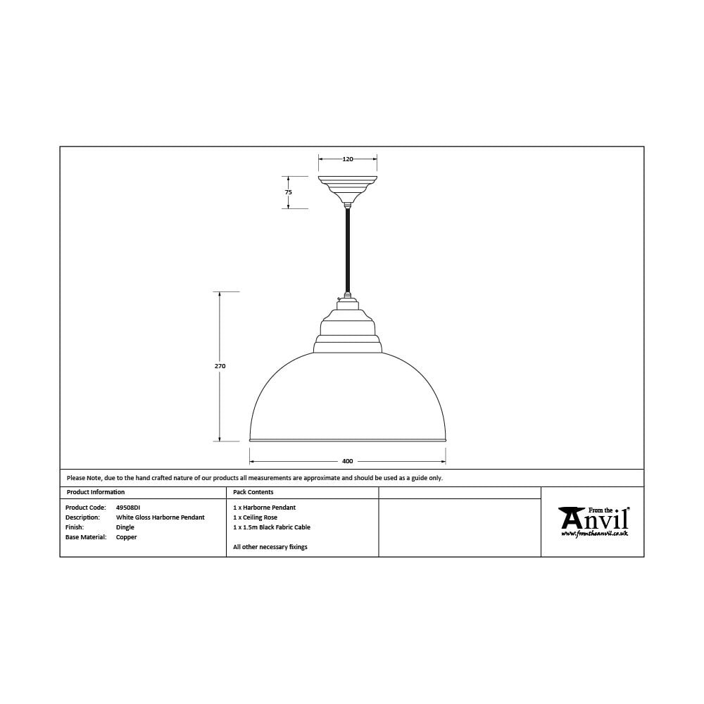 From The Anvil White Gloss Harborne Pendant - Dingle (Rich Green)