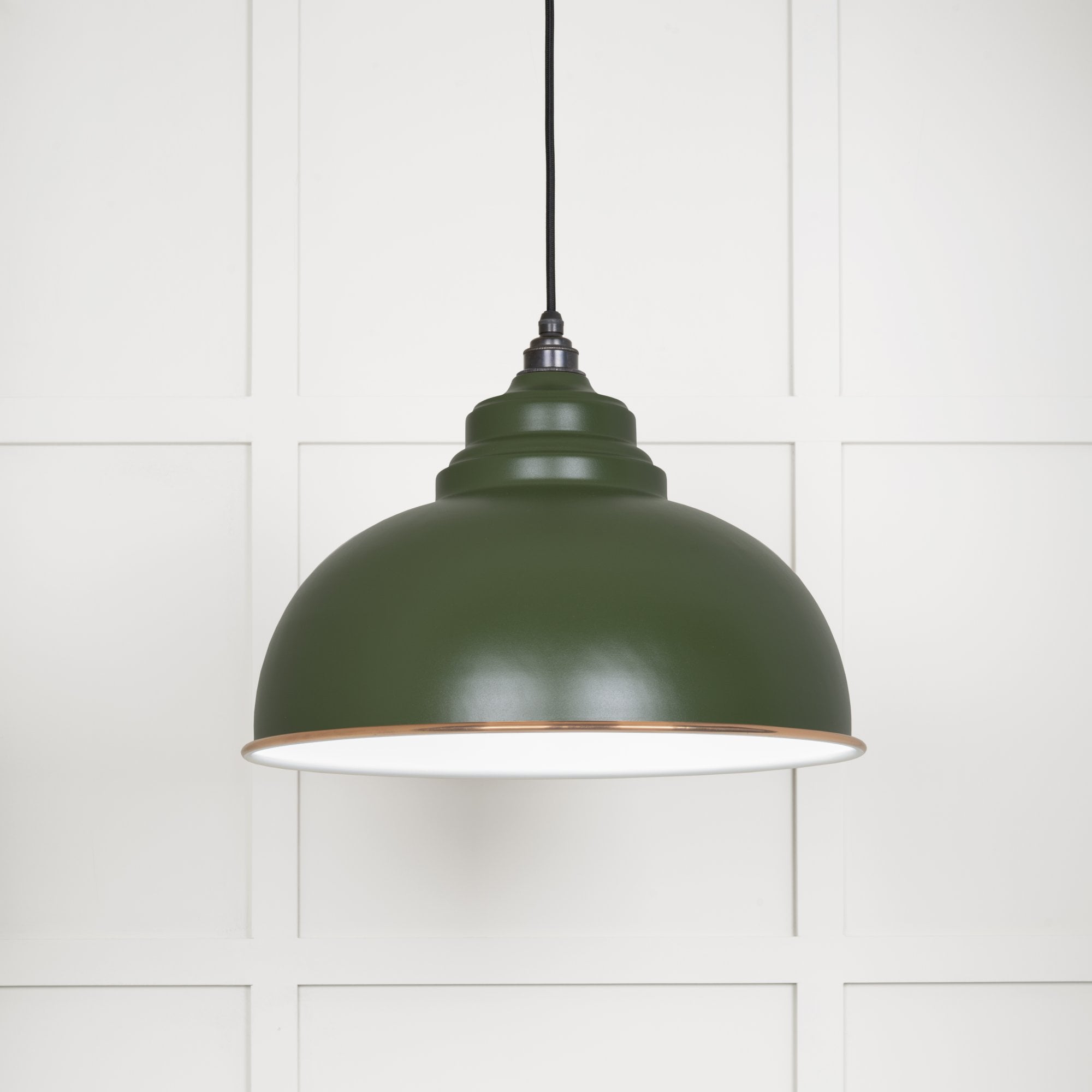 From The Anvil White Gloss Harborne Pendant - Heath (Earthy Green)