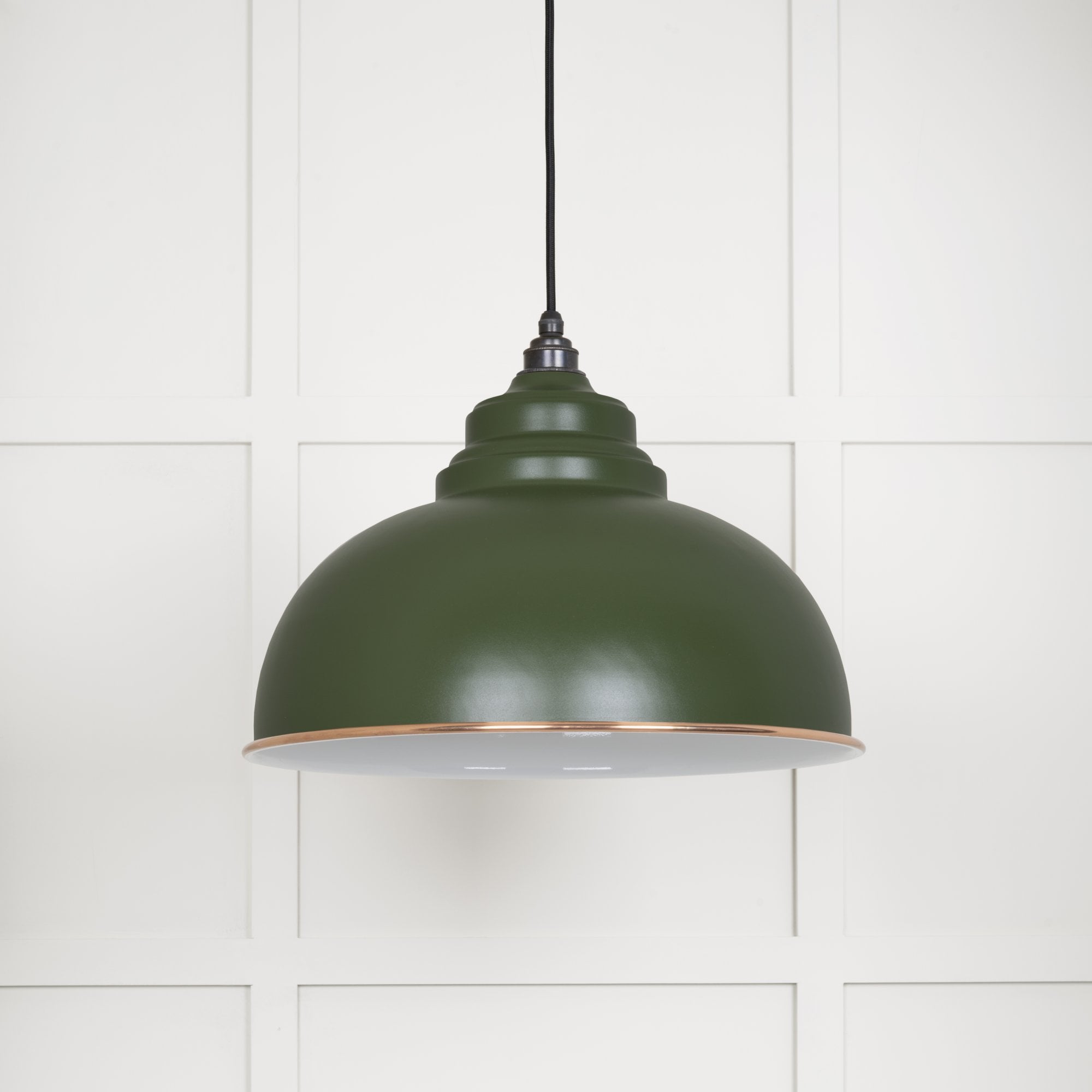 From The Anvil White Gloss Harborne Pendant - Heath (Earthy Green)