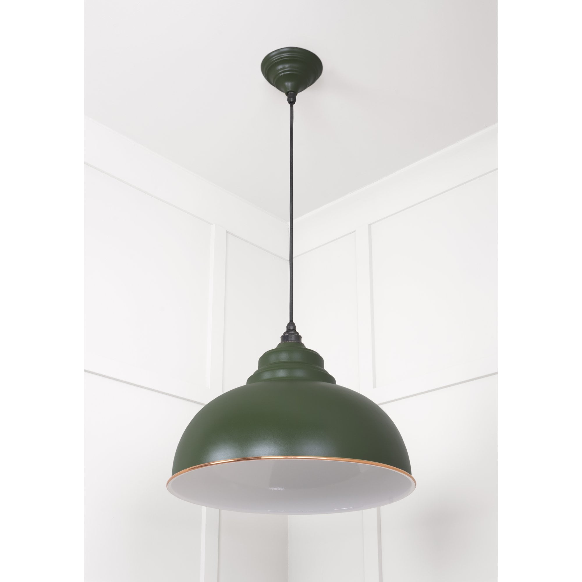 From The Anvil White Gloss Harborne Pendant - Heath (Earthy Green)