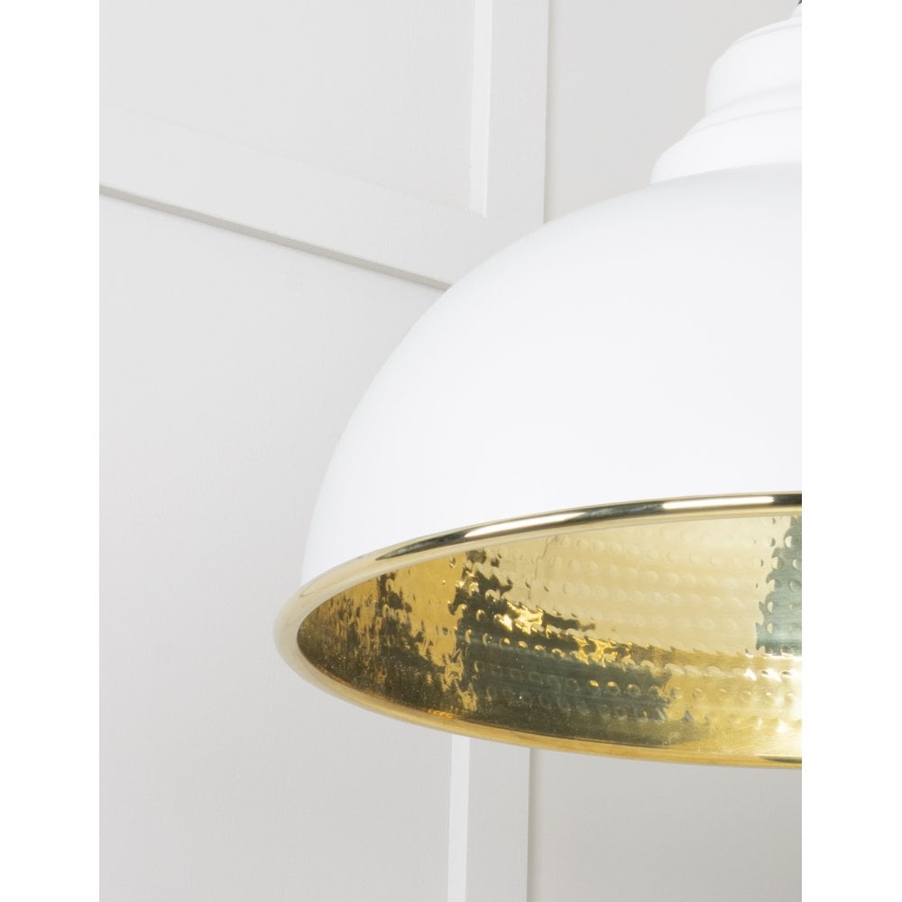 From The Anvil Hammered Brass Harborne Pendant - Flock (Matt White)