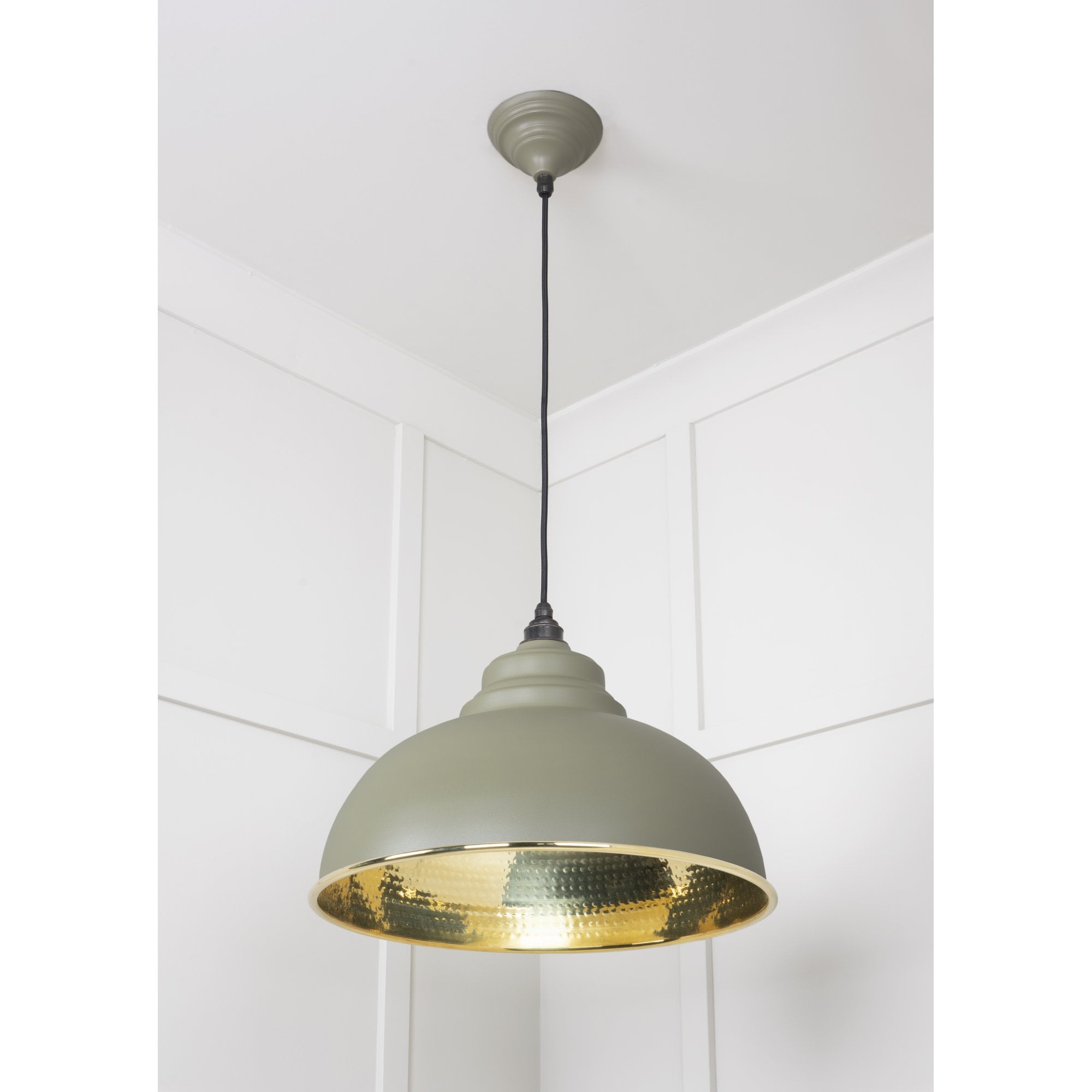 From The Anvil Hammered Brass Harborne Pendant - Tump (Pale Green)