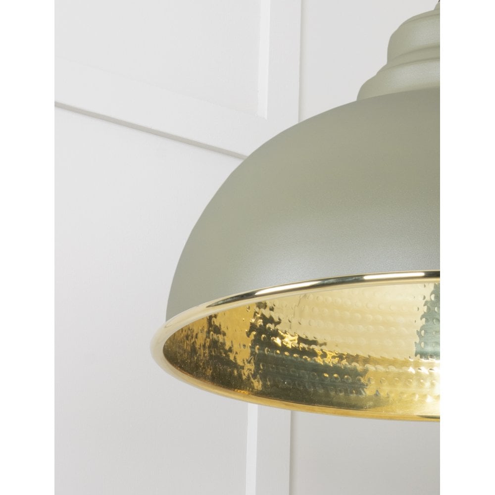 From The Anvil Hammered Brass Harborne Pendant - Tump (Pale Green)