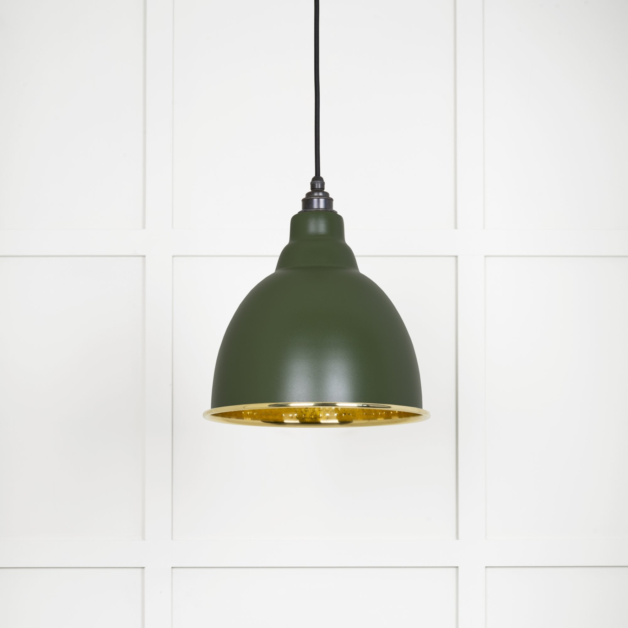 From The Anvil Hammered Brass Brindley Pendant - Heath (Earthy Green)