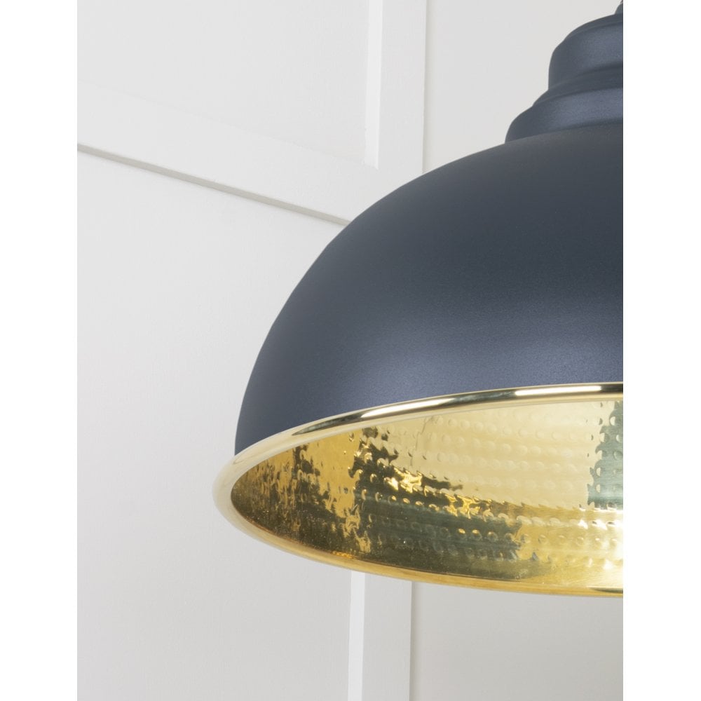 From The Anvil Hammered Brass Harborne Pendant - Soot (Dark Grey)