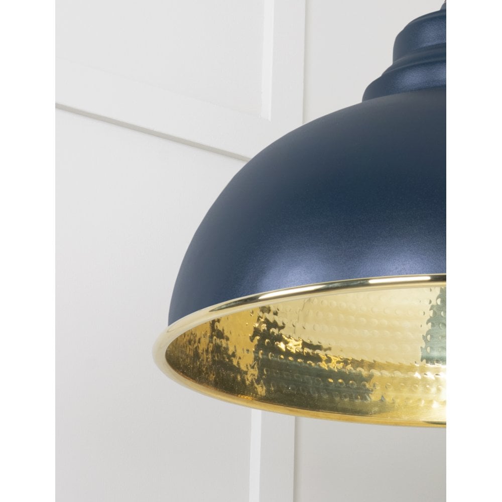 From The Anvil Hammered Brass Harborne Pendant - Dusk (Dark Blue/Grey)