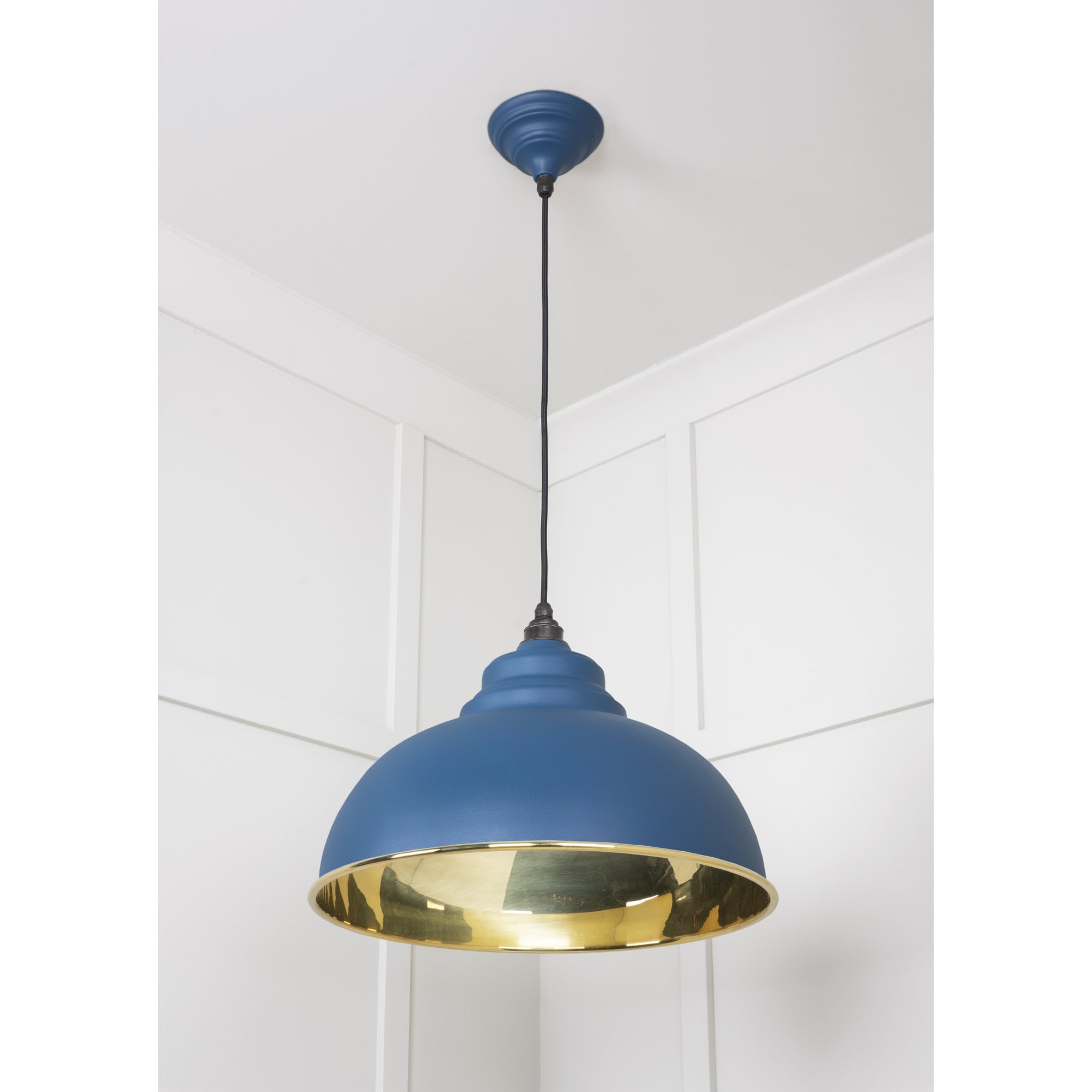From The Anvil Smooth Brass Harborne Pendant - Upstream (Blue)