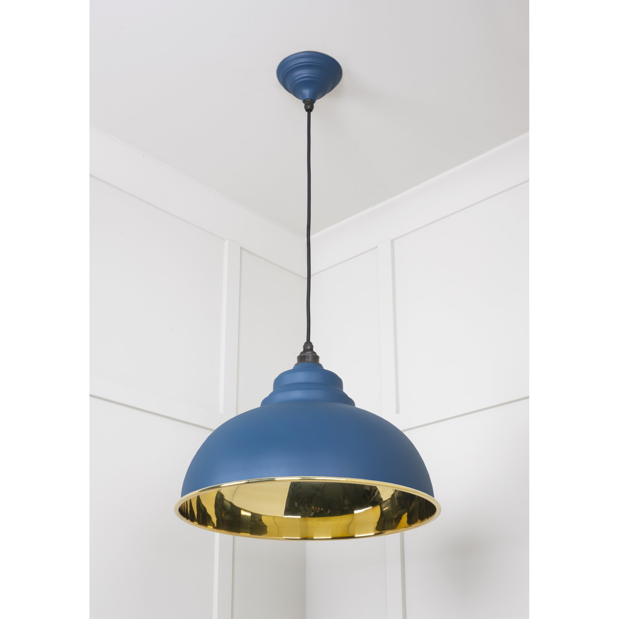 From The Anvil Smooth Brass Harborne Pendant - Upstream (Blue)
