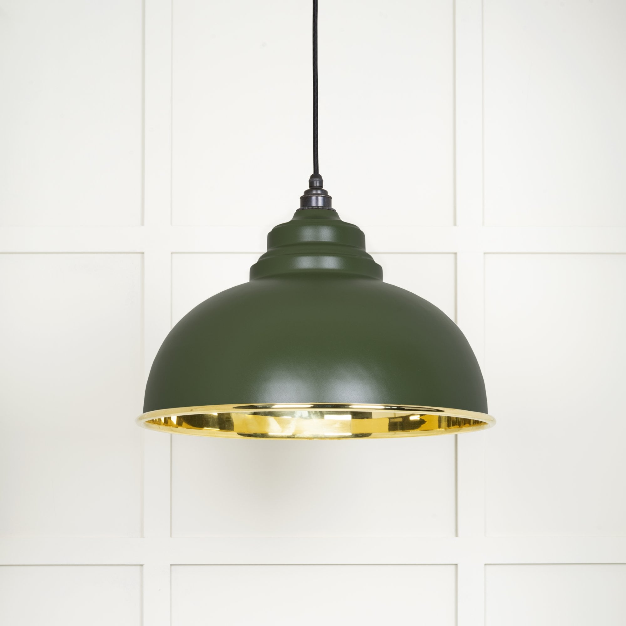 From The Anvil Smooth Brass Harborne Pendant - Heath (Earthy Green)