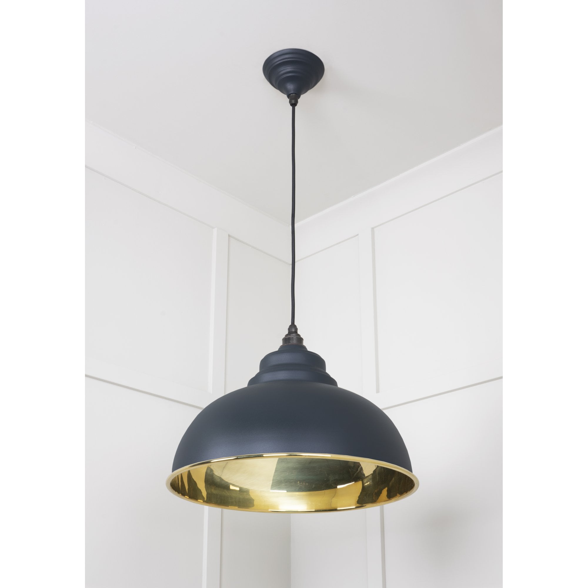 From The Anvil Smooth Brass Harborne Pendant - Soot (Dark Grey)