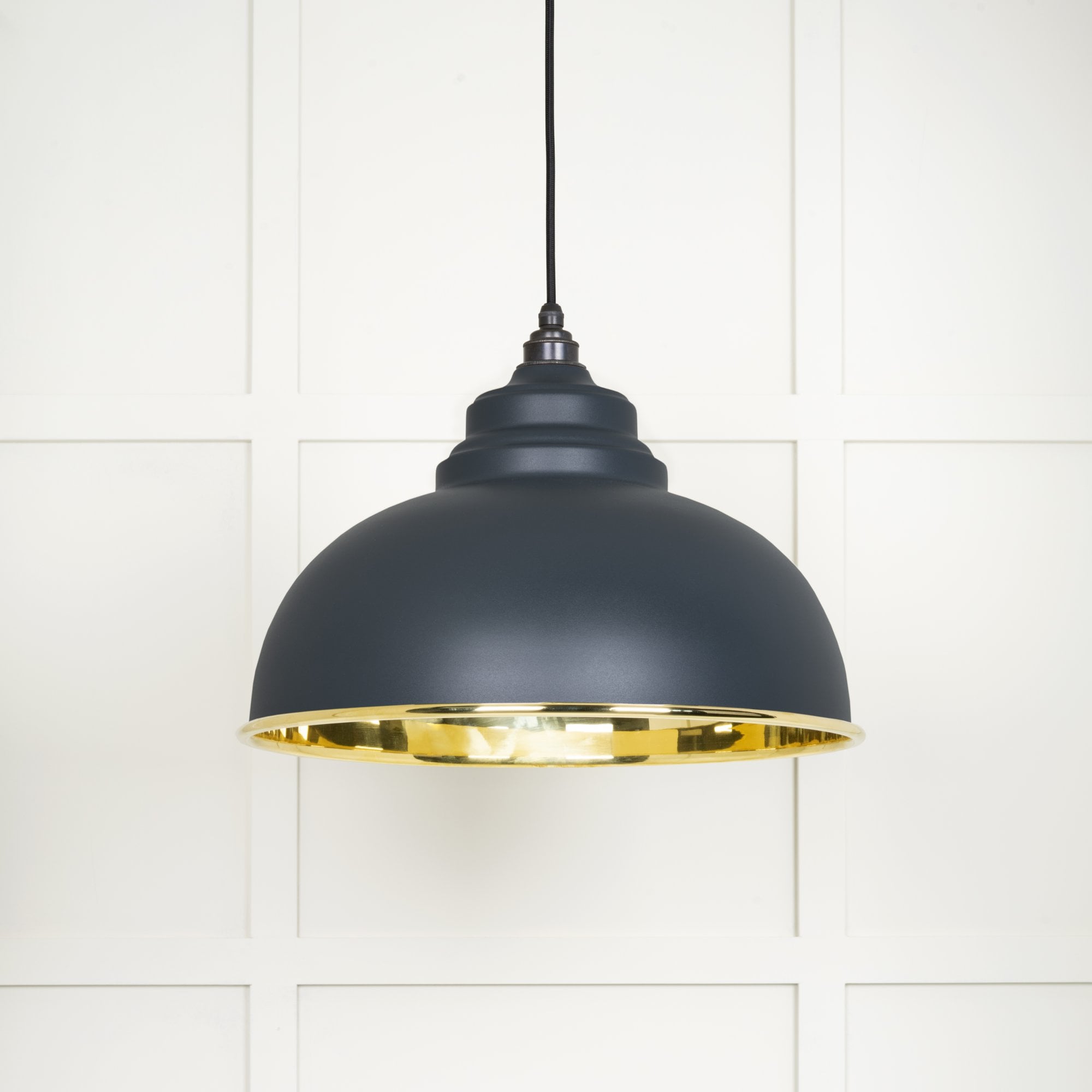 From The Anvil Smooth Brass Harborne Pendant - Soot (Dark Grey)