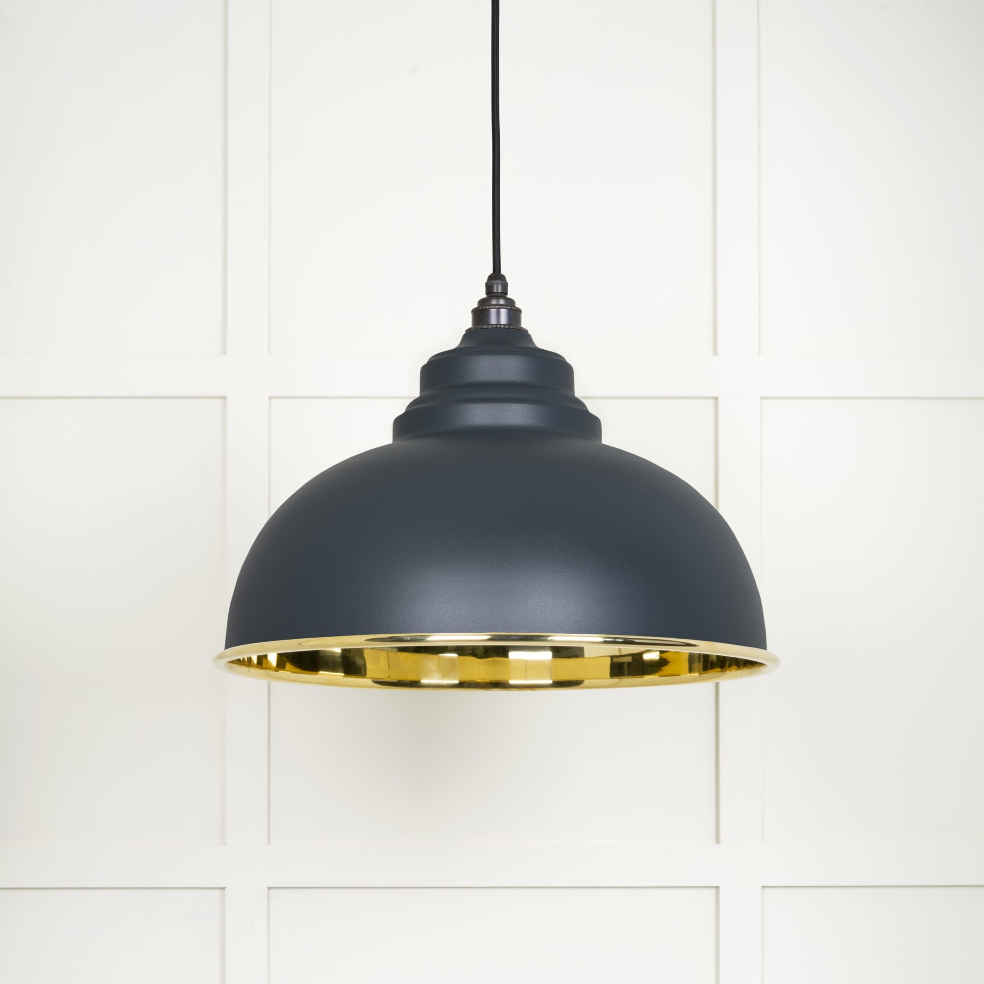 From The Anvil Smooth Brass Harborne Pendant - Soot (Dark Grey)