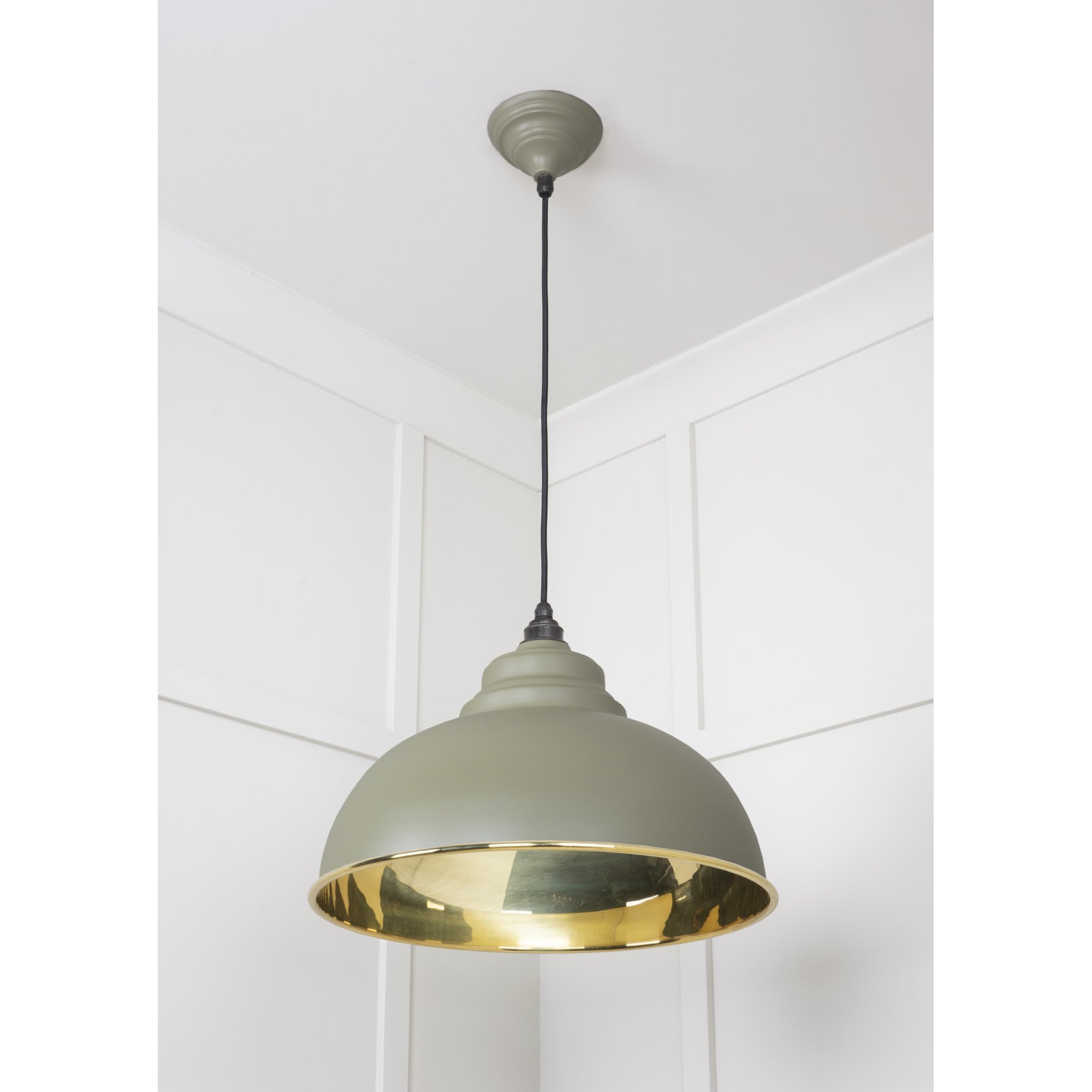 From The Anvil Smooth Brass Harborne Pendant - Tump (Pale Green)