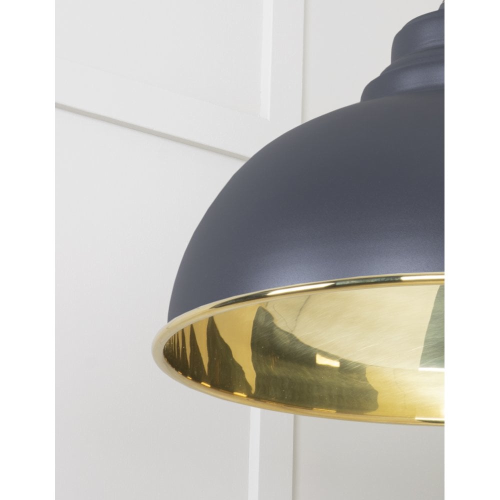 From The Anvil Smooth Brass Harborne Pendant - Slate (Mid Grey)
