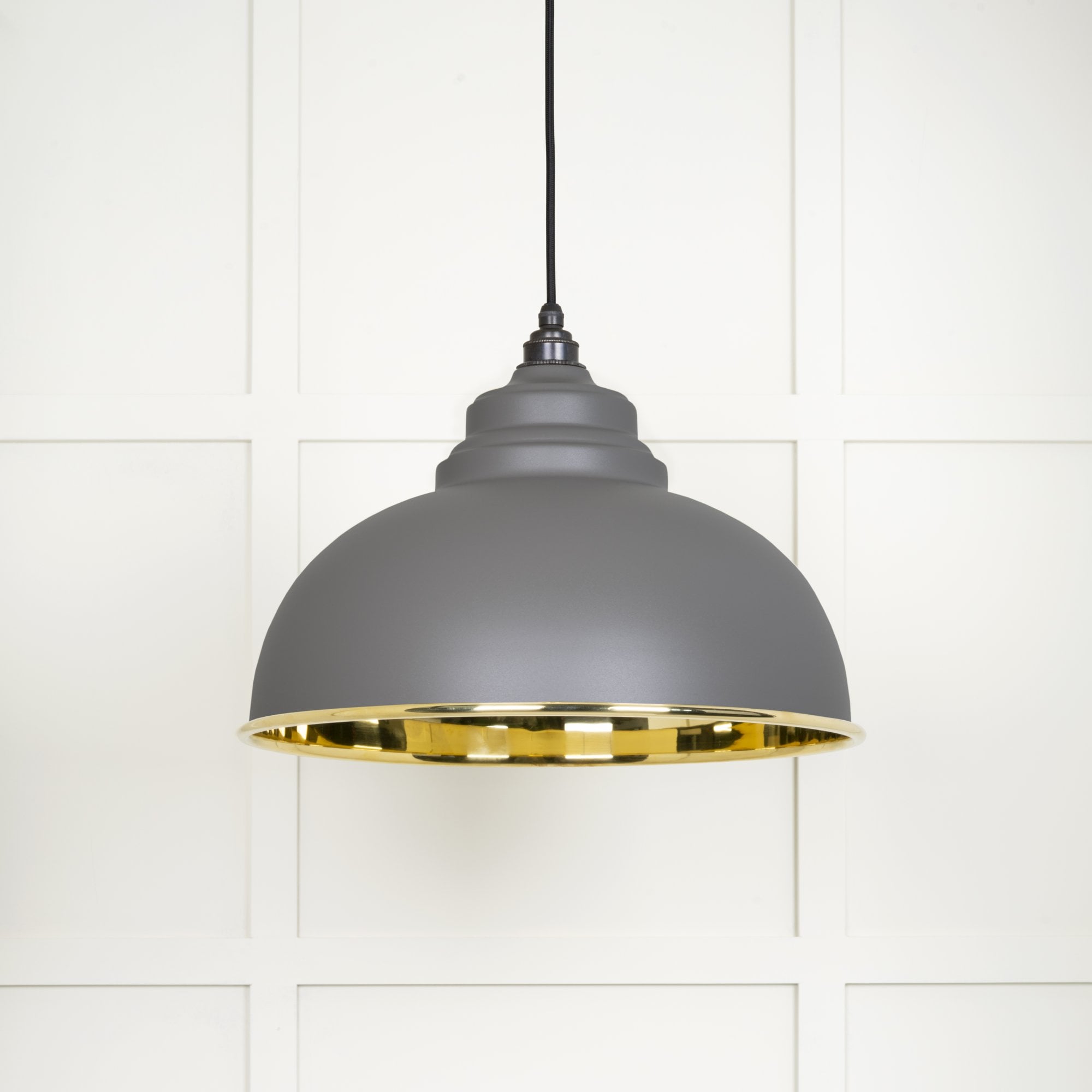 From The Anvil Smooth Brass Harborne Pendant - Bluff (Warm Grey)