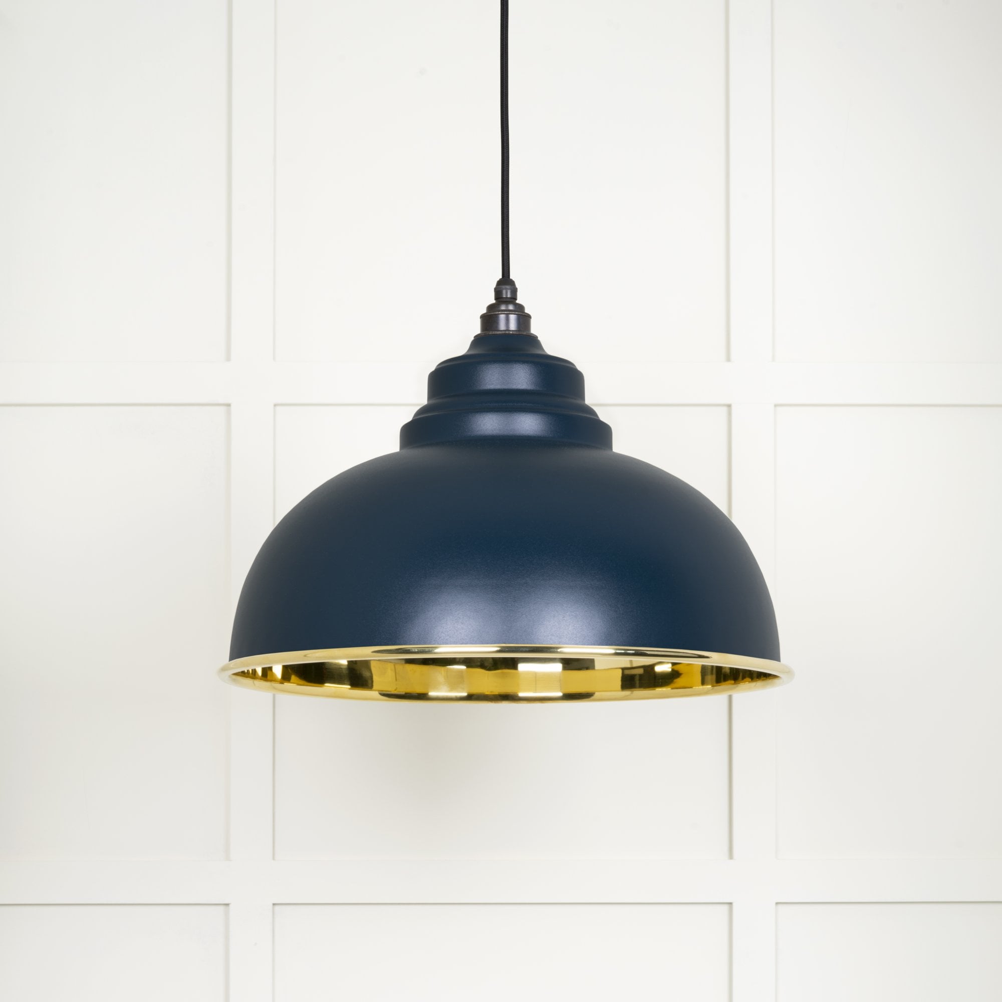 From The Anvil Smooth Brass Harborne Pendant - Dusk (Dark Blue/Grey)