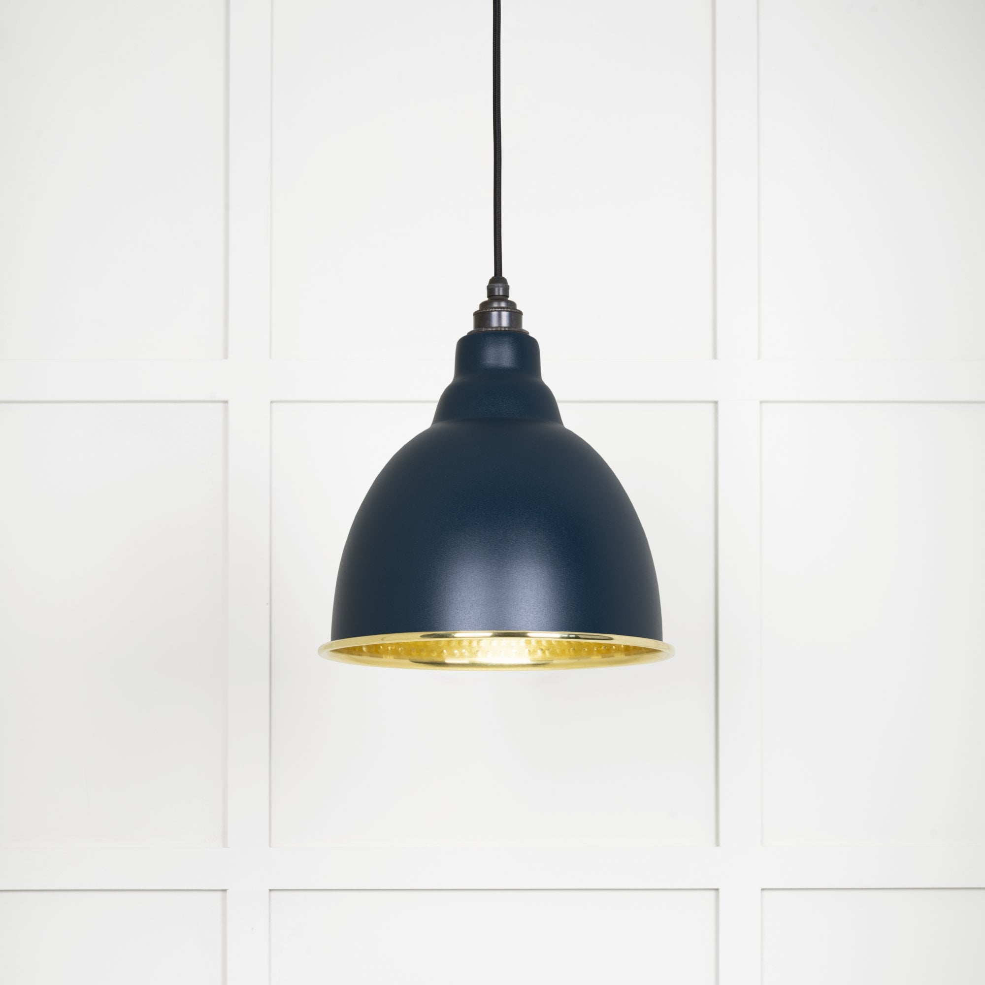 From The Anvil Hammered Brass Brindley Pendant - Dusk (Dark Blue/Grey)