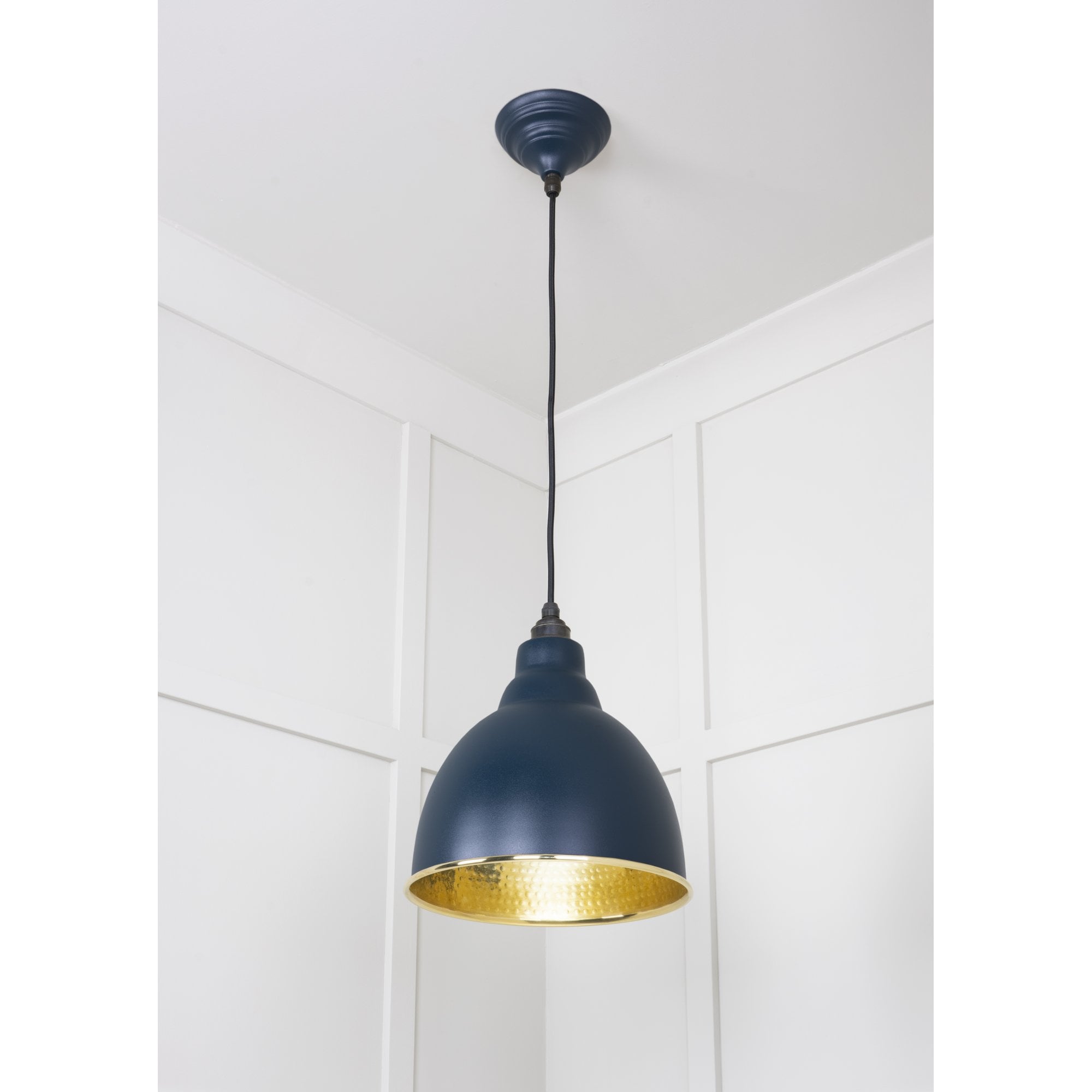 From The Anvil Hammered Brass Brindley Pendant - Dusk (Dark Blue/Grey)