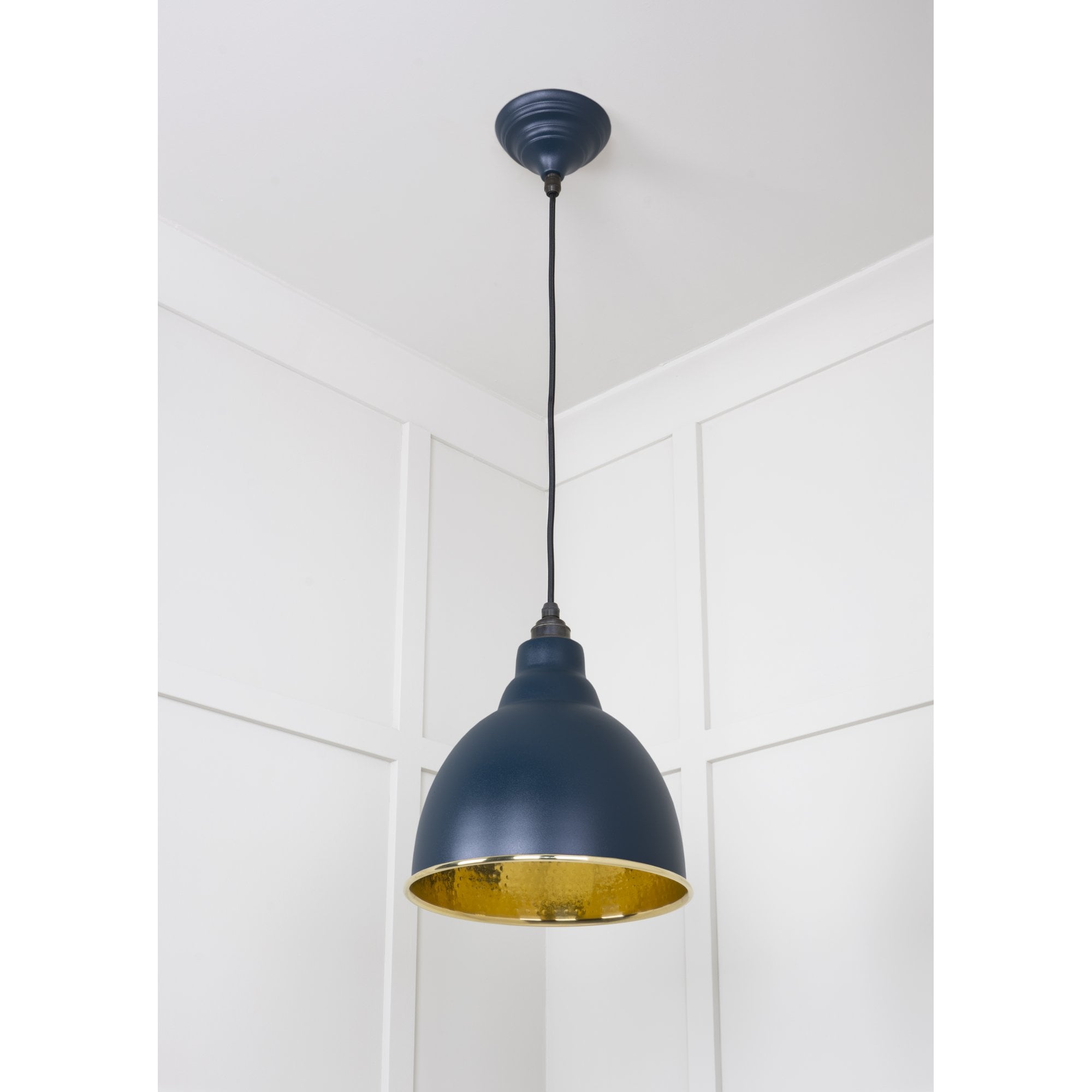 From The Anvil Hammered Brass Brindley Pendant - Dusk (Dark Blue/Grey)