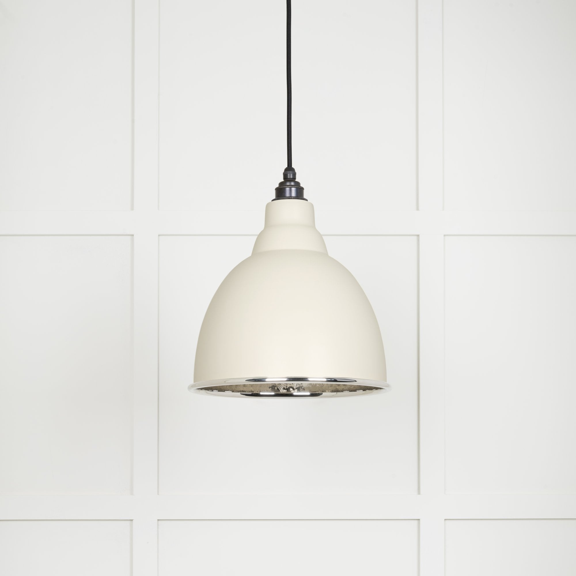 From The Anvil Hammered Nickel Brindley Pendant - Teasel (Off White/Cream)