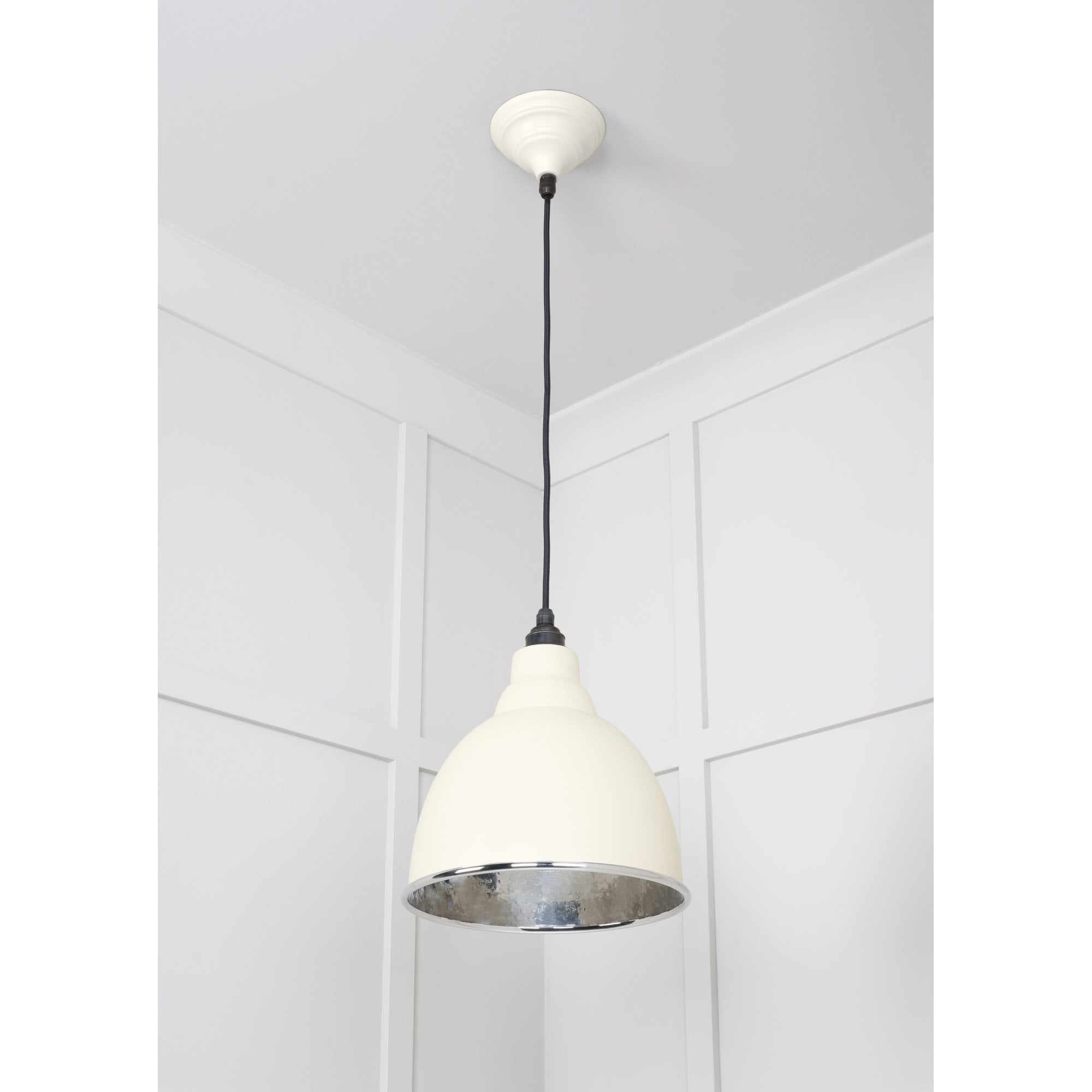 From The Anvil Hammered Nickel Brindley Pendant - Teasel (Off White/Cream)