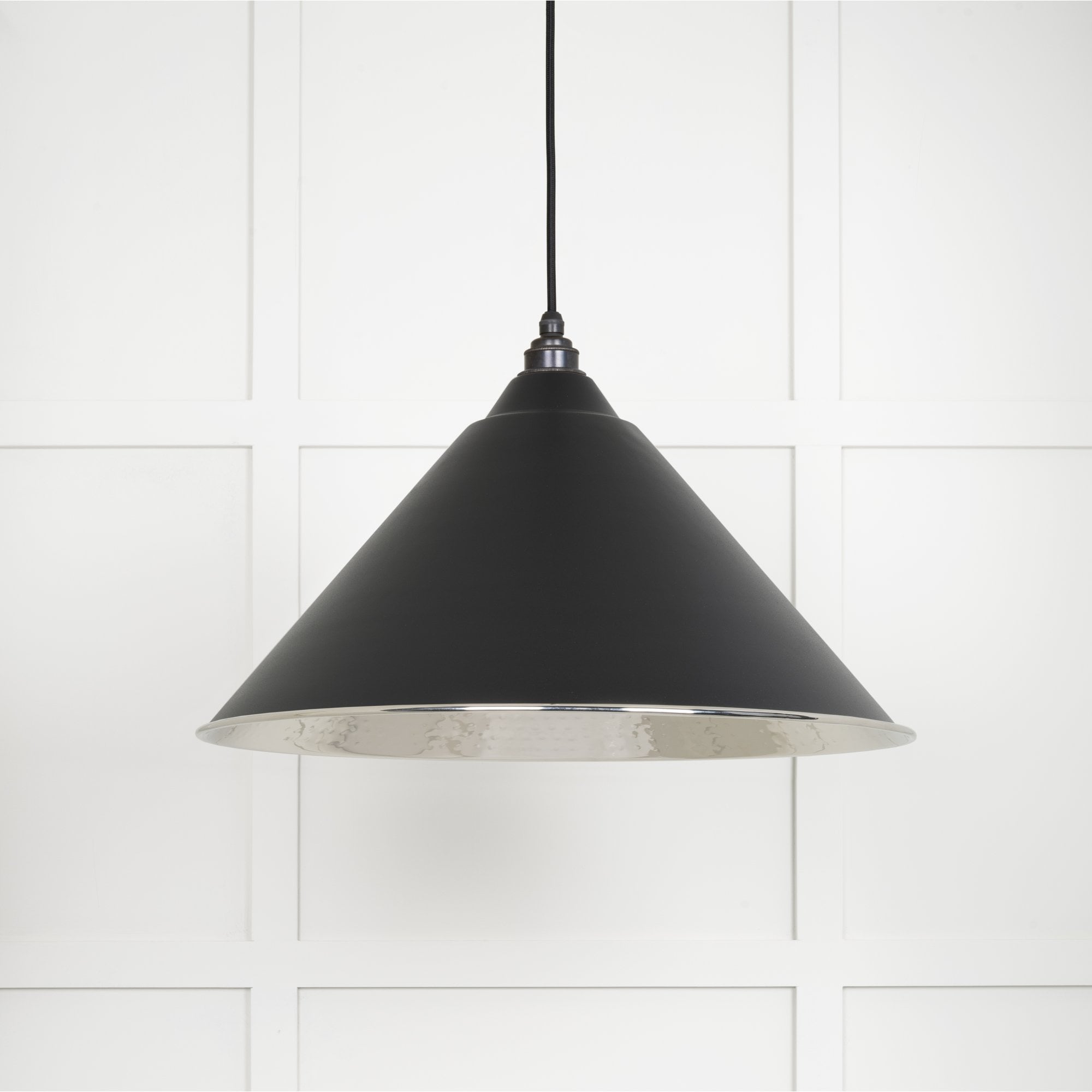From The Anvil Hammered Nickel Hockley Pendant - Elan Black