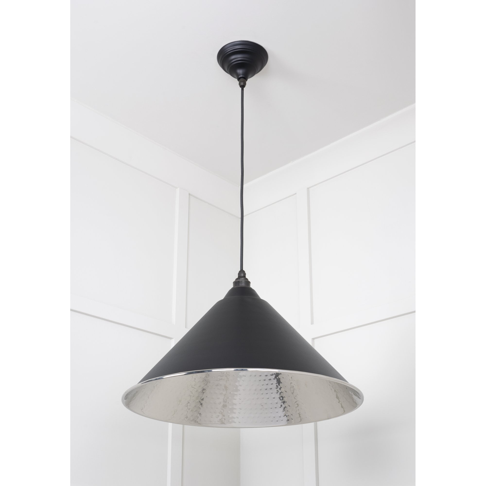 From The Anvil Hammered Nickel Hockley Pendant - Elan Black