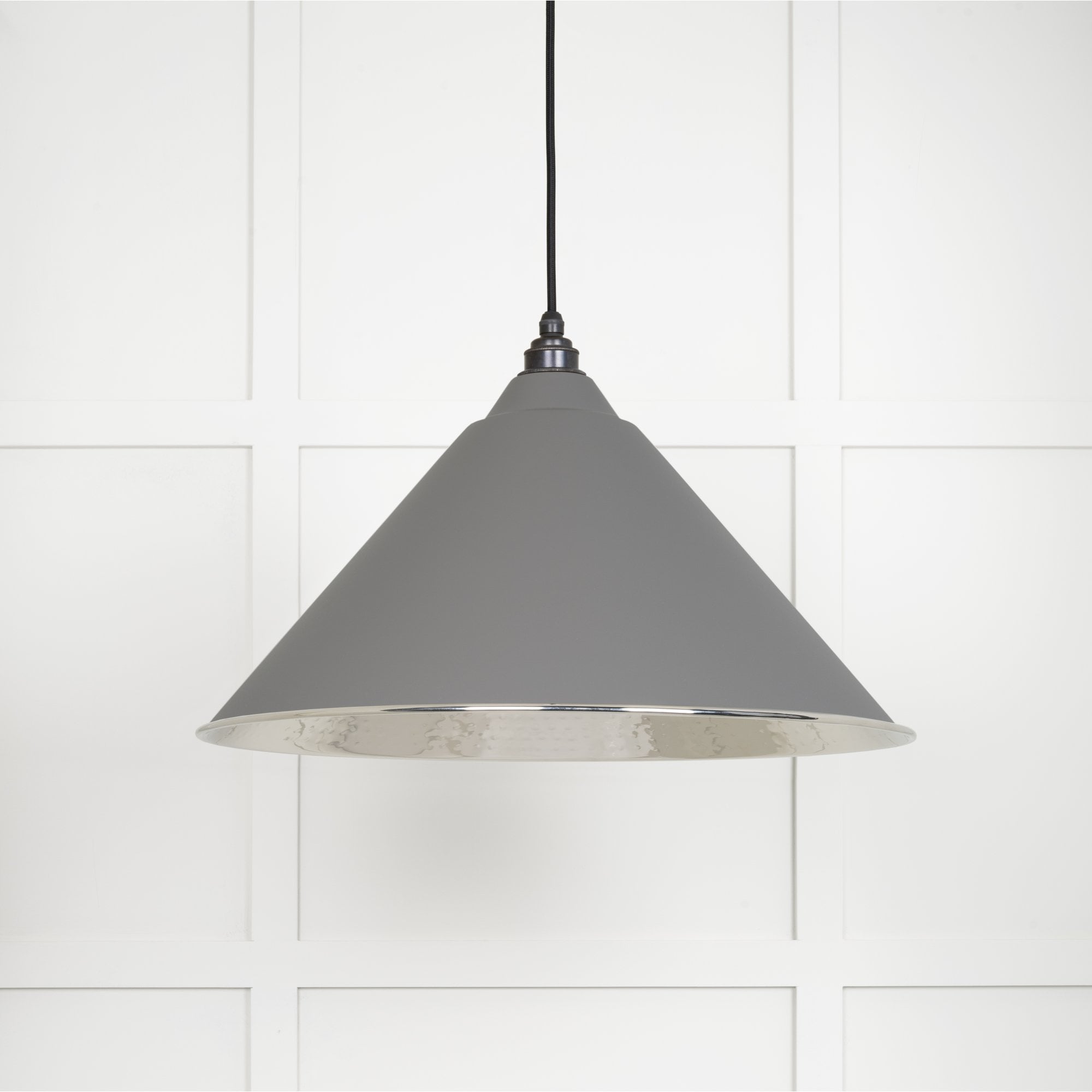From The Anvil Hammered Nickel Hockley Pendant - Bluff (Warm Grey)