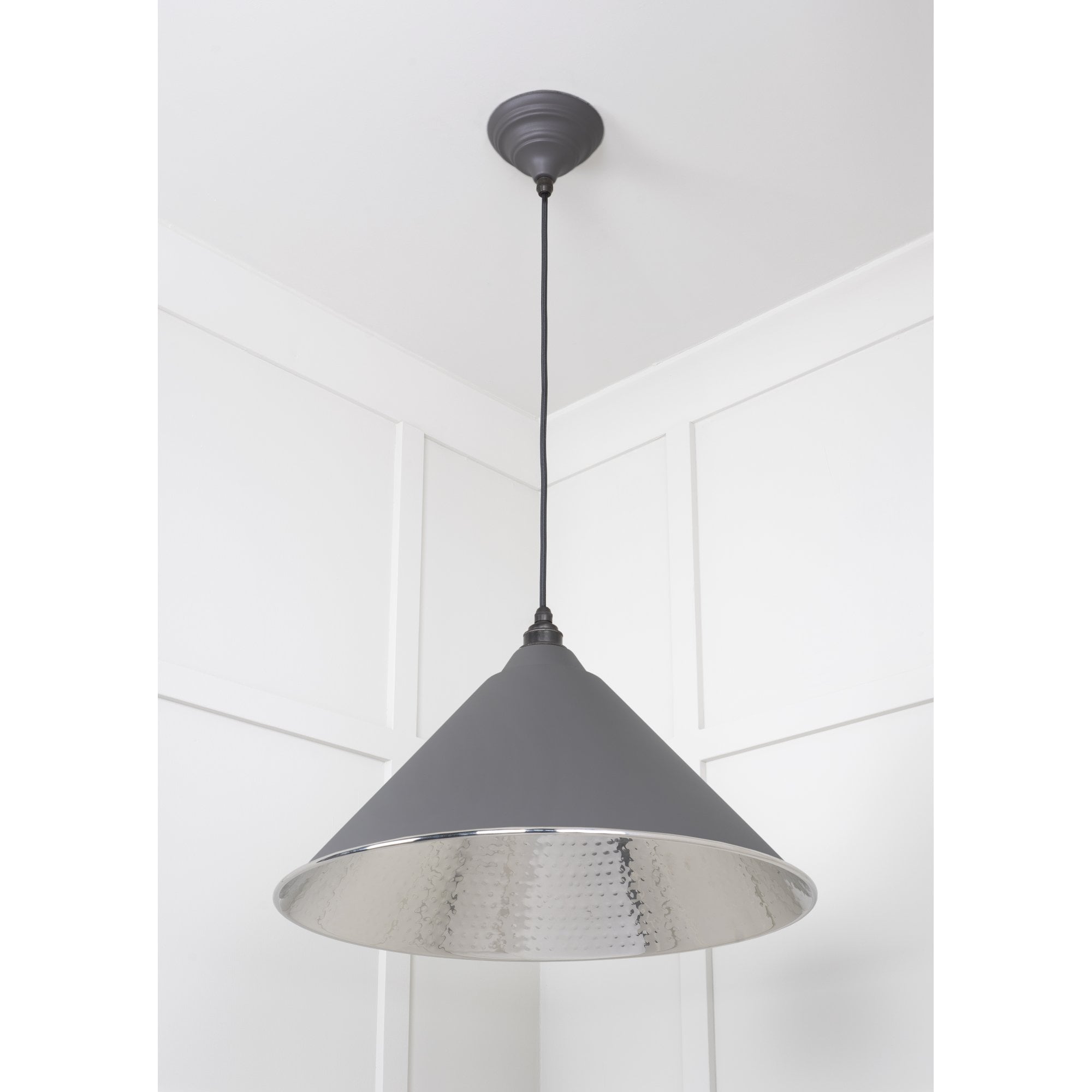 From The Anvil Hammered Nickel Hockley Pendant - Bluff (Warm Grey)