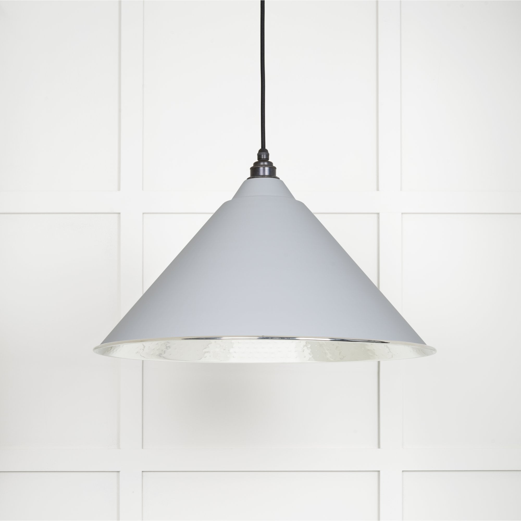 From The Anvil Hammered Nickel Hockley Pendant - Birch (Pale Grey)