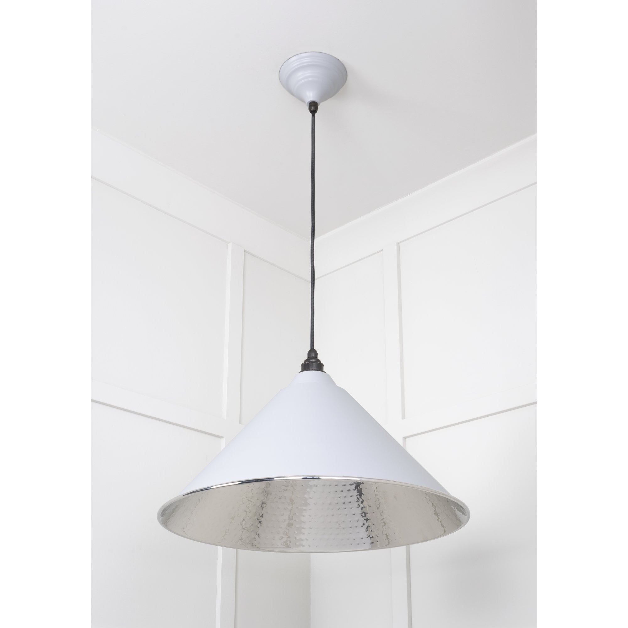 From The Anvil Hammered Nickel Hockley Pendant - Birch (Pale Grey)