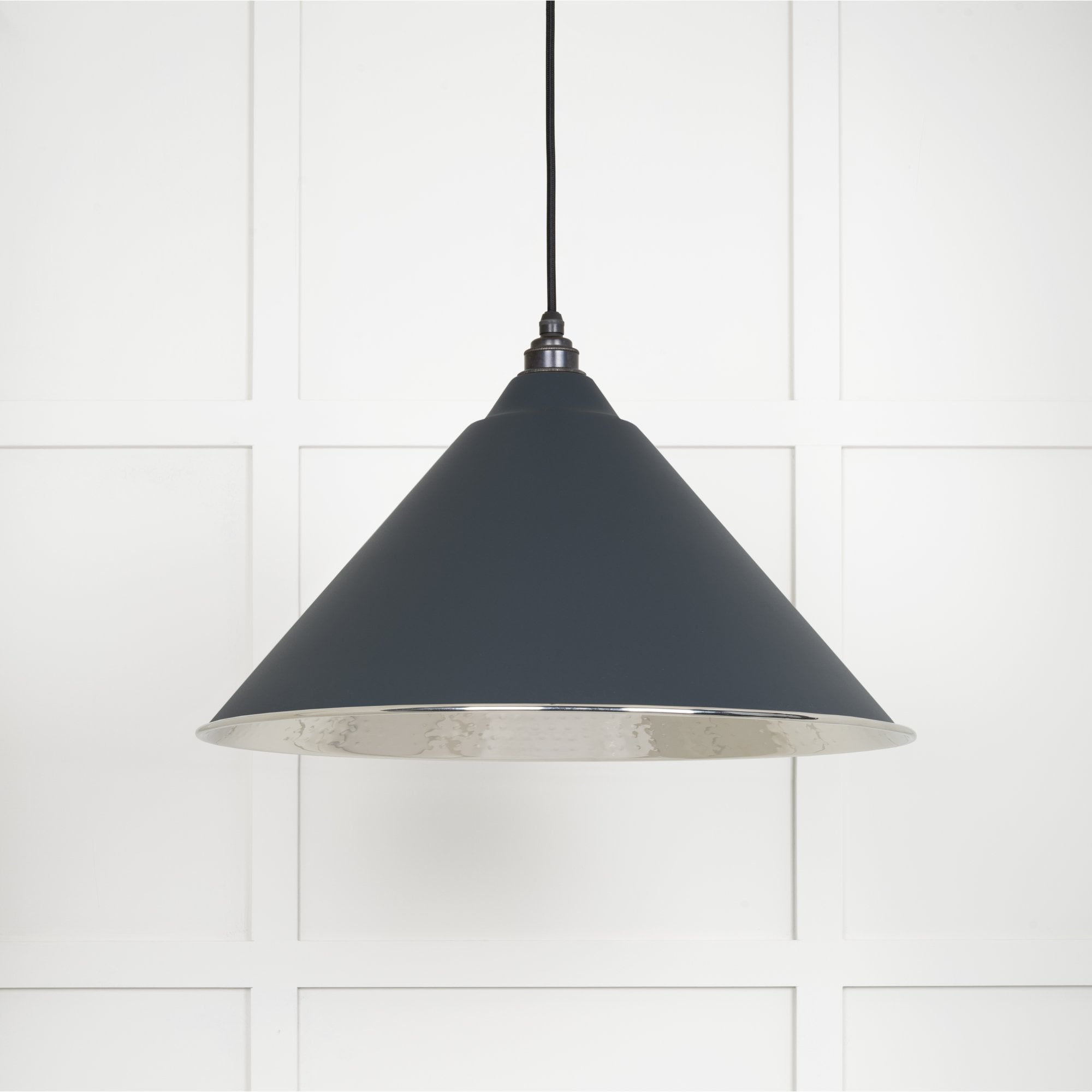 From The Anvil Hammered Nickel Hockley Pendant - Soot (Dark Grey)