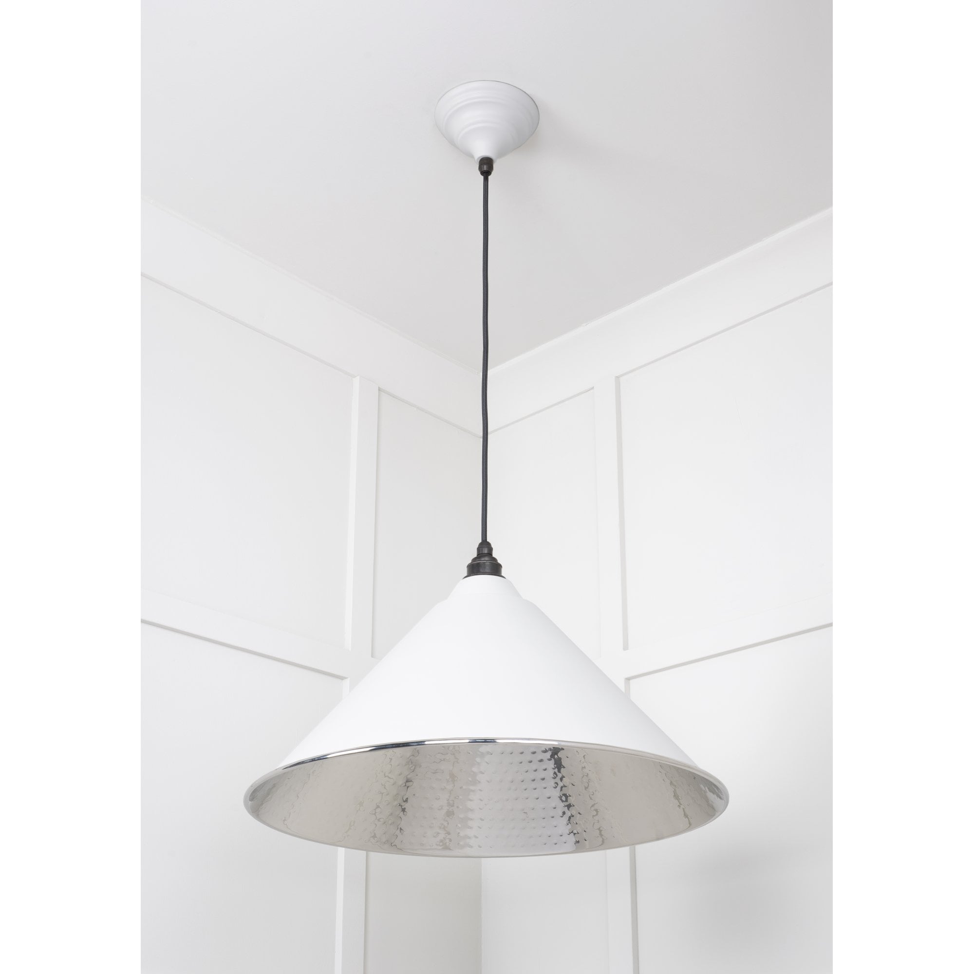 From The Anvil Hammered Nickel Hockley Pendant - Flock (Matt White)