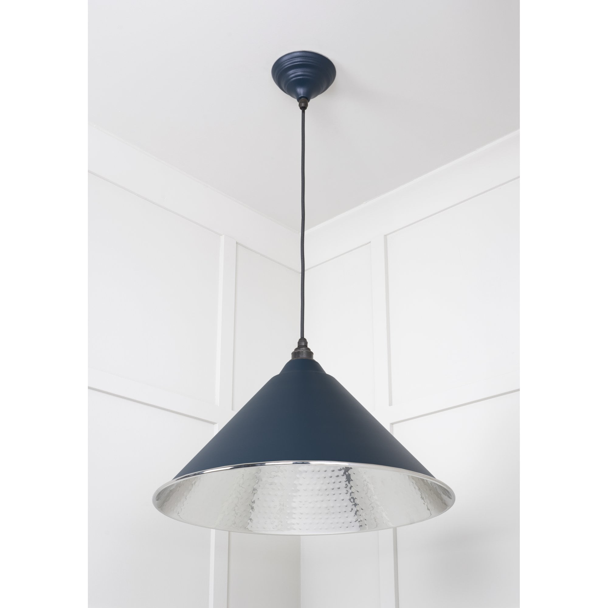 From The Anvil Hammered Nickel Hockley Pendant - Dusk (Dark Blue/Grey)