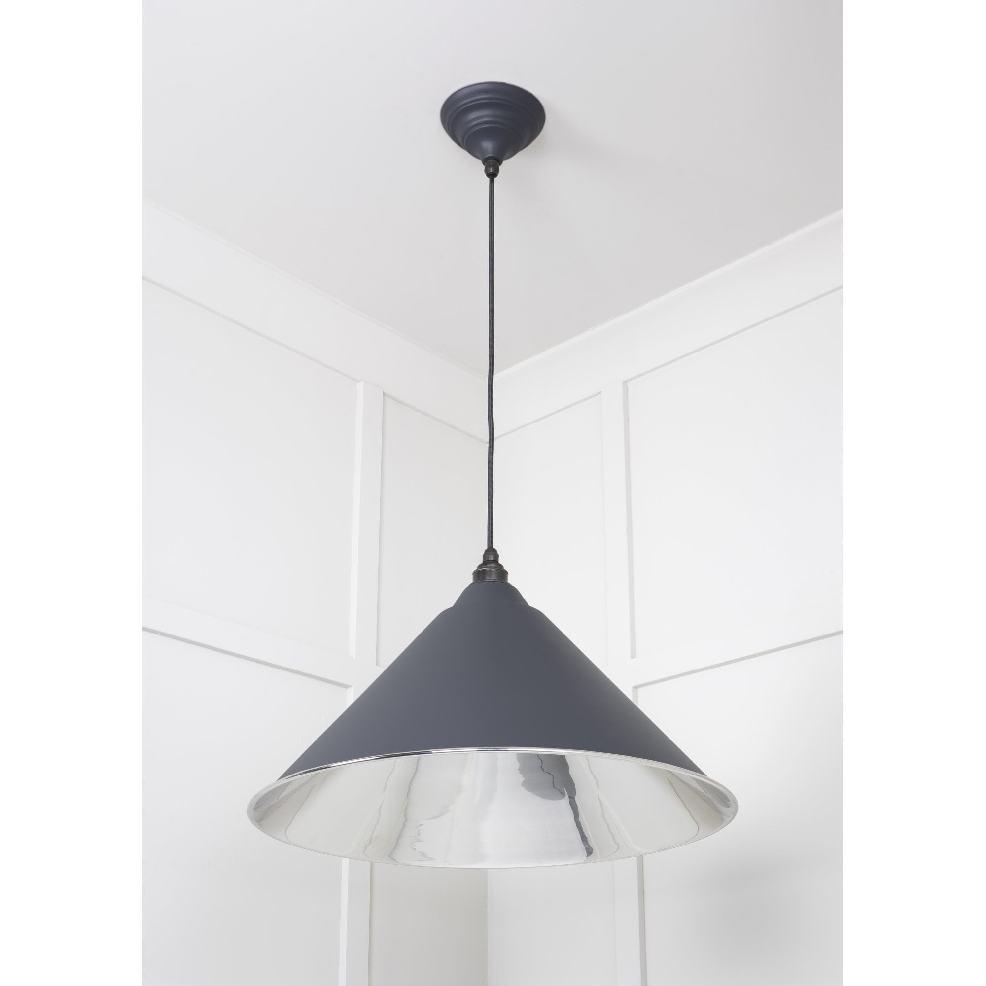 From The Anvil Smooth Nickel Hockley Pendant - Slate (Mid Grey)