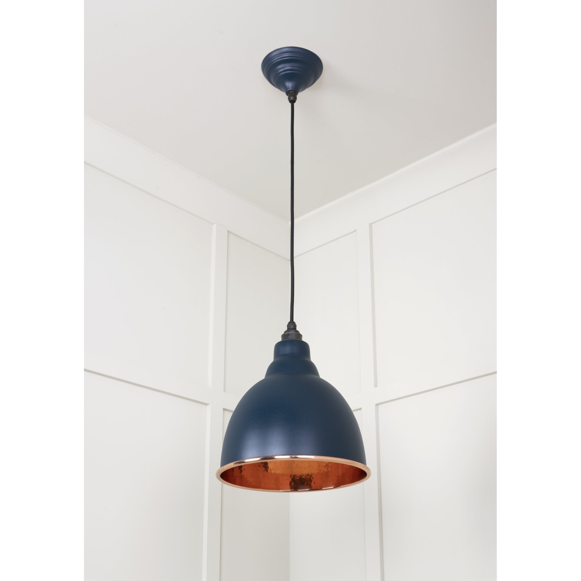 From The Anvil Hammered Copper Brindley Pendant - Dusk (Dark Blue/Grey)