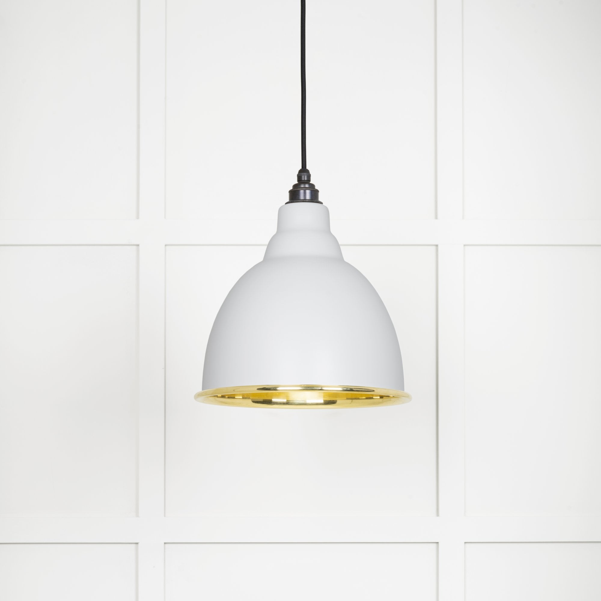 From The Anvil Smooth Brass Brindley Pendant - Flock (Matt White)