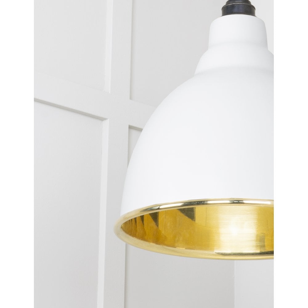 From The Anvil Smooth Brass Brindley Pendant - Flock (Matt White)