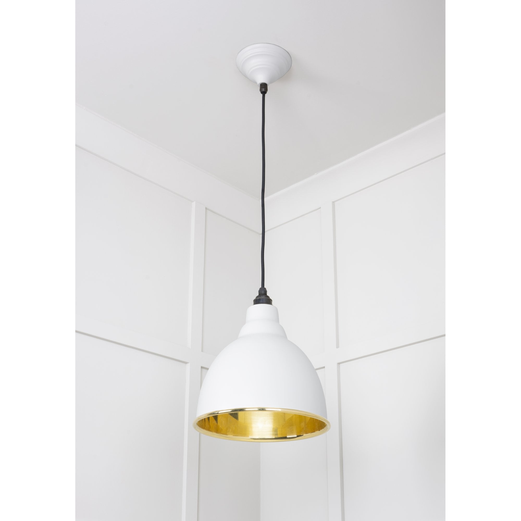 From The Anvil Smooth Brass Brindley Pendant - Flock (Matt White)