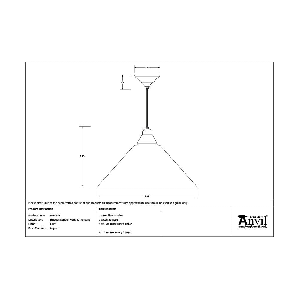 From The Anvil Smooth Copper Hockley Pendant - Bluff (Warm Grey)